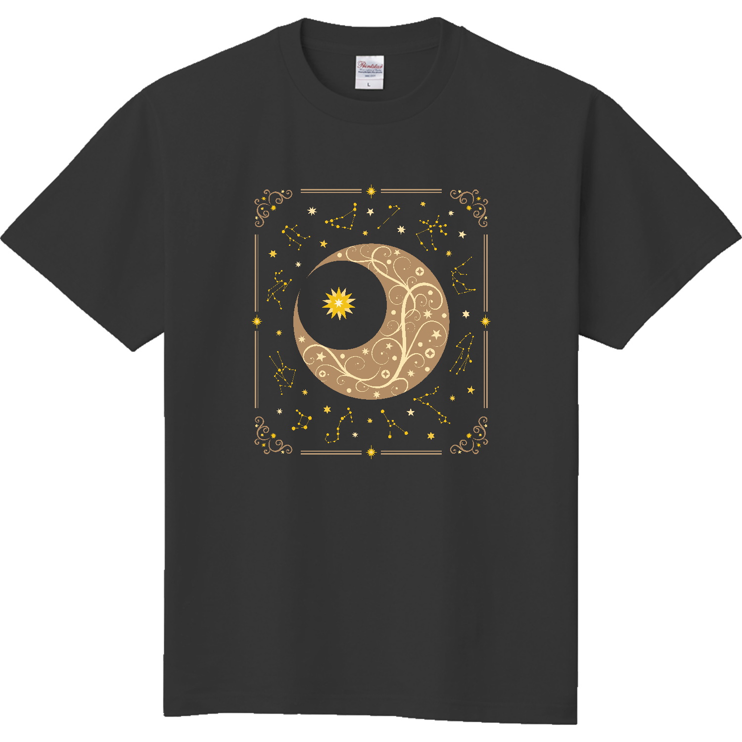Tシャツ　オリエンタル風　月とななつ星　１２星座図・タテ 定番Ｔシャツ