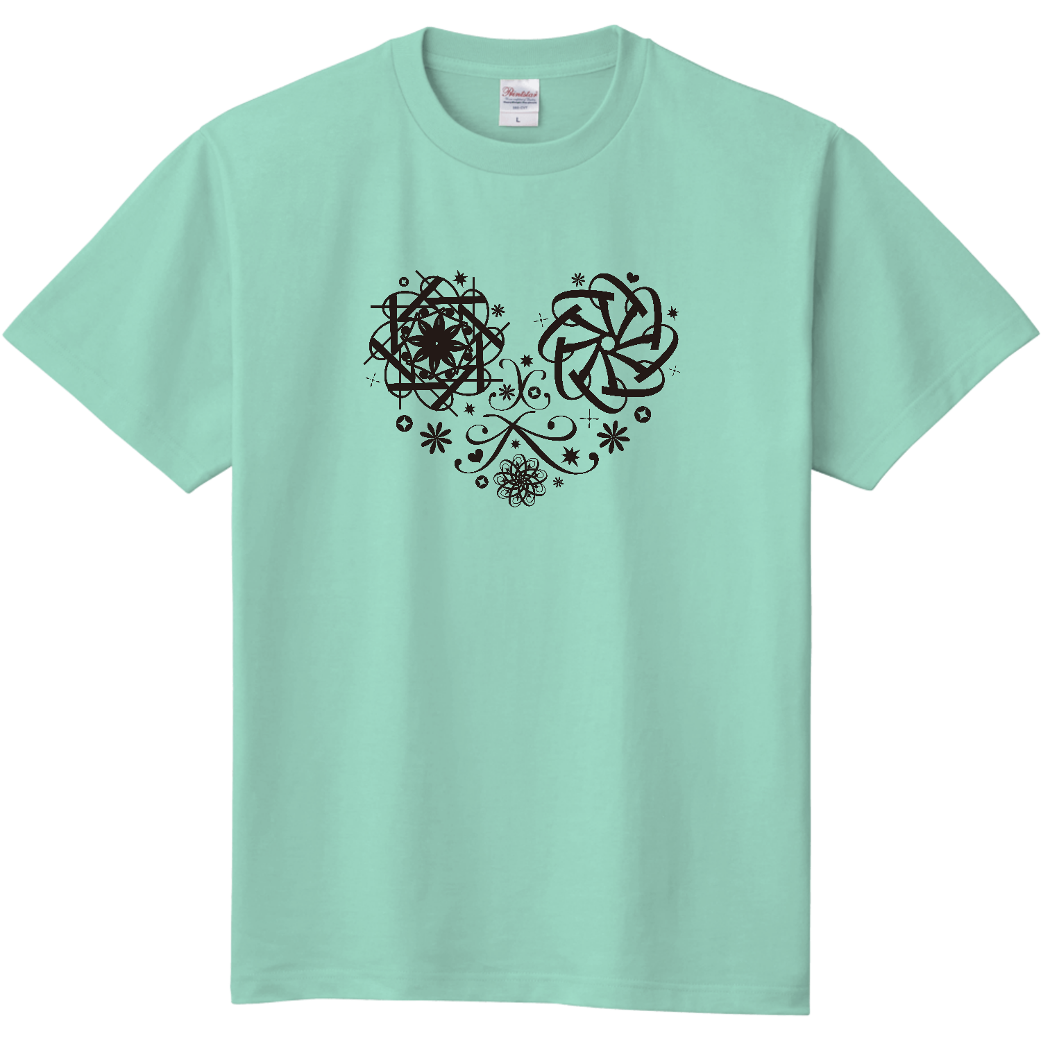 Tシャツ　「あ」「い」ノハナ　モノトーンハート 定番Ｔシャツ