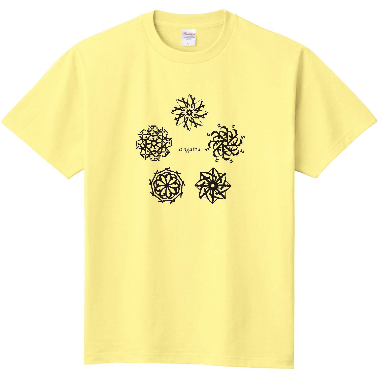 Tシャツ　「あ　り　が　と　う」ノハナ　１輪　黒 定番Ｔシャツ