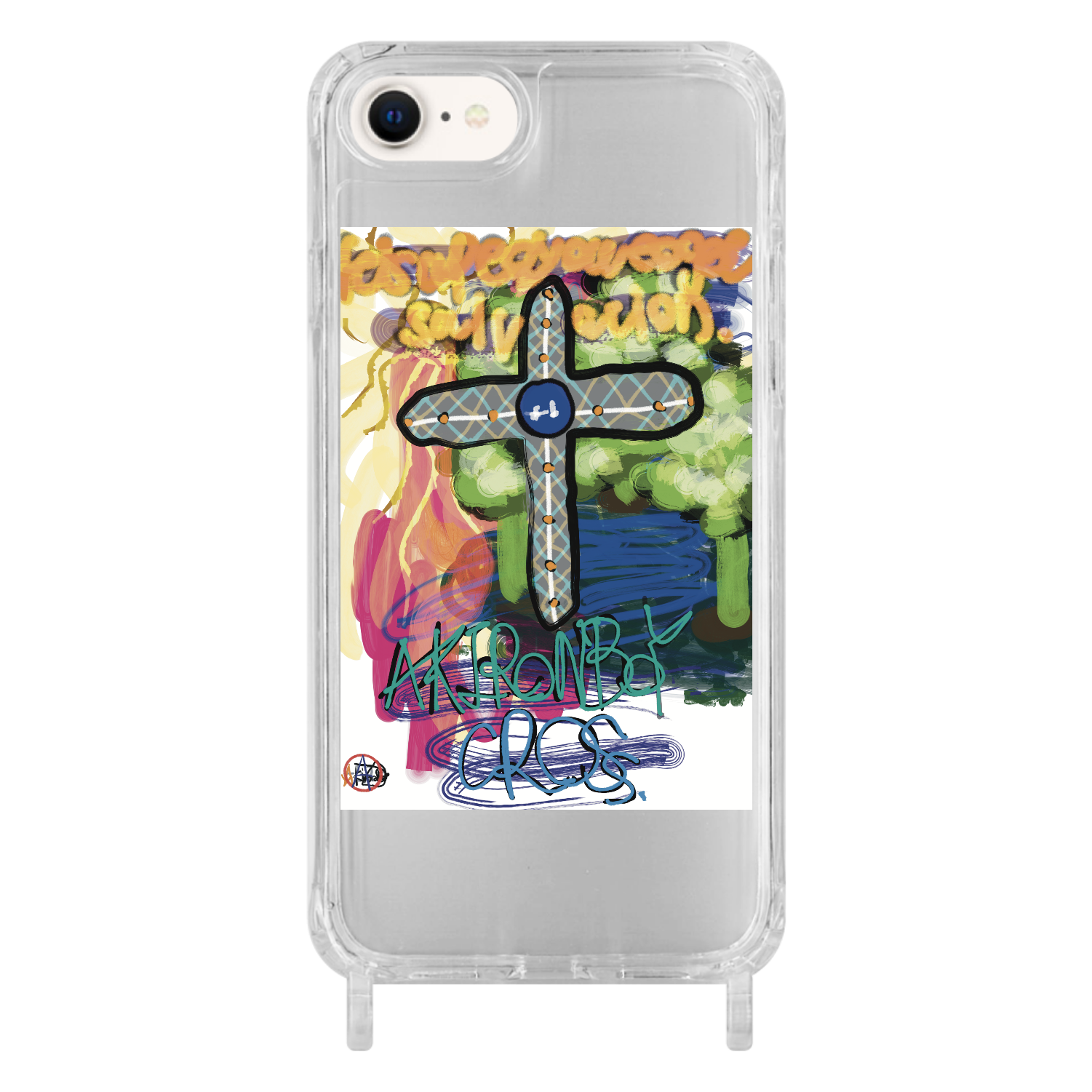 AKIRONBOY＿CROSS （クロス） iPhone SE(第2世代･第3世代)/8/7/6s/6用ﾘﾝｸﾞ型 ｽﾄﾗｯﾌﾟﾎｰﾙ付き ｸﾘｱｹｰｽ