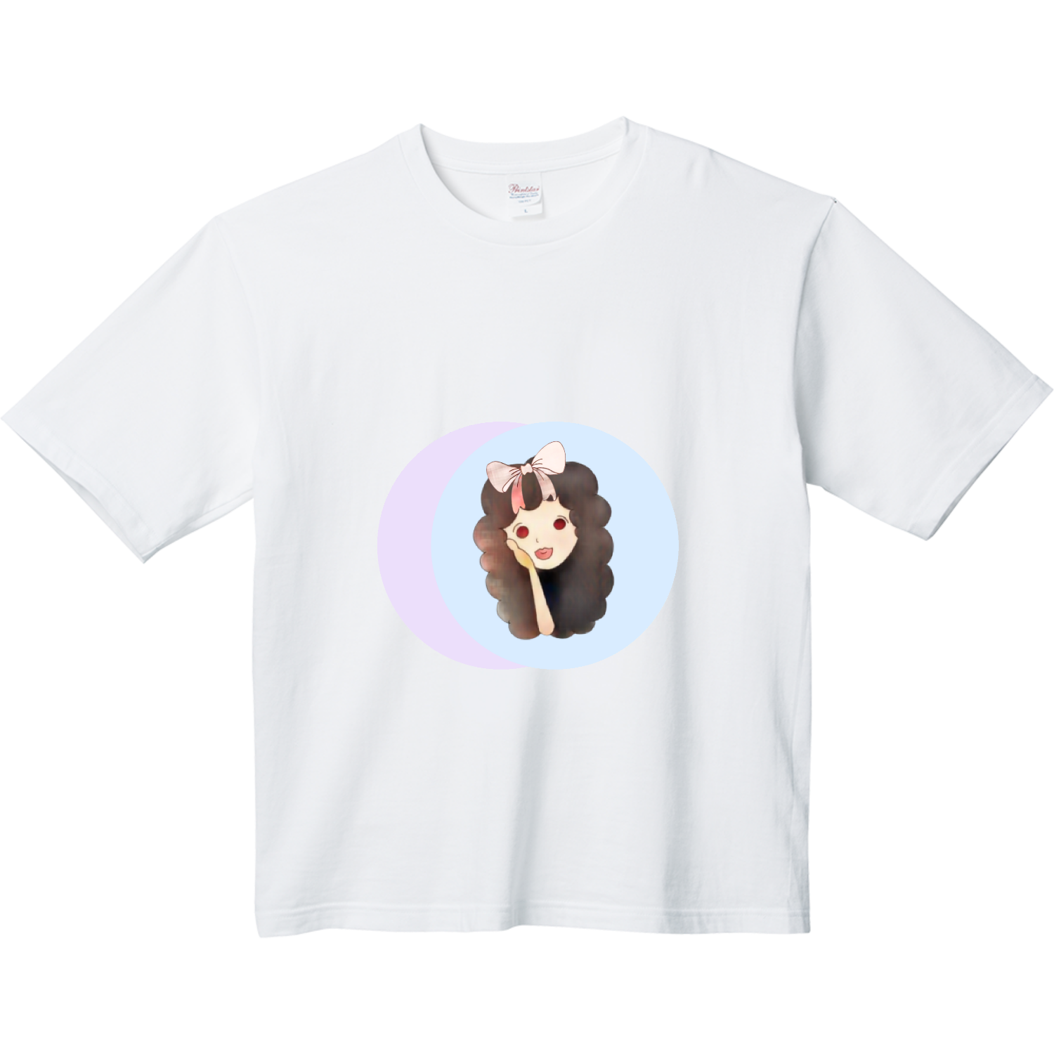 頬杖をつく女の子（ブルー×パープル） ヘビーウェイト ビッグシルエットTシャツ