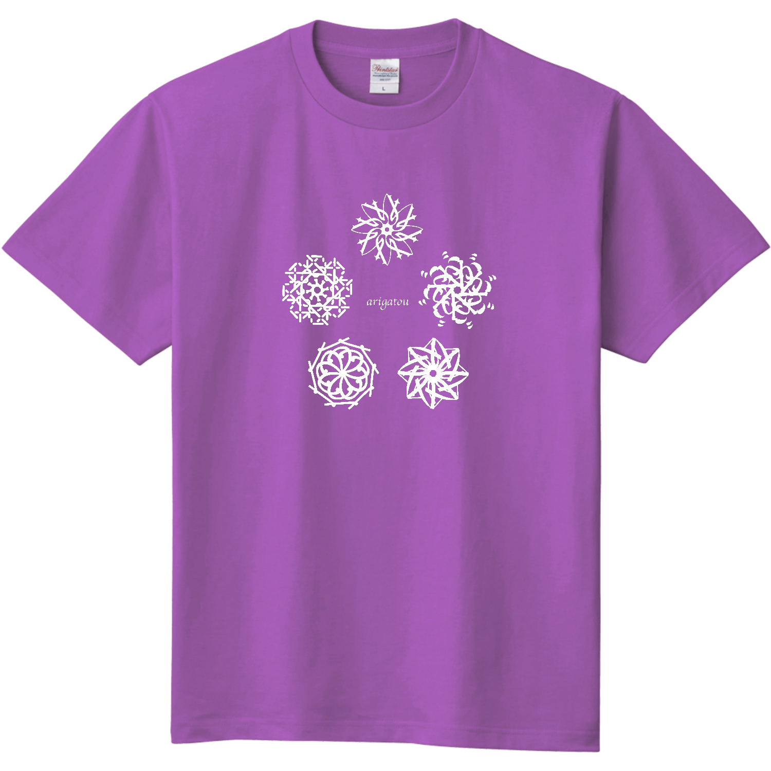 Tシャツ　「あ　り　が　と　う」ノハナ　１輪　白 定番Ｔシャツ