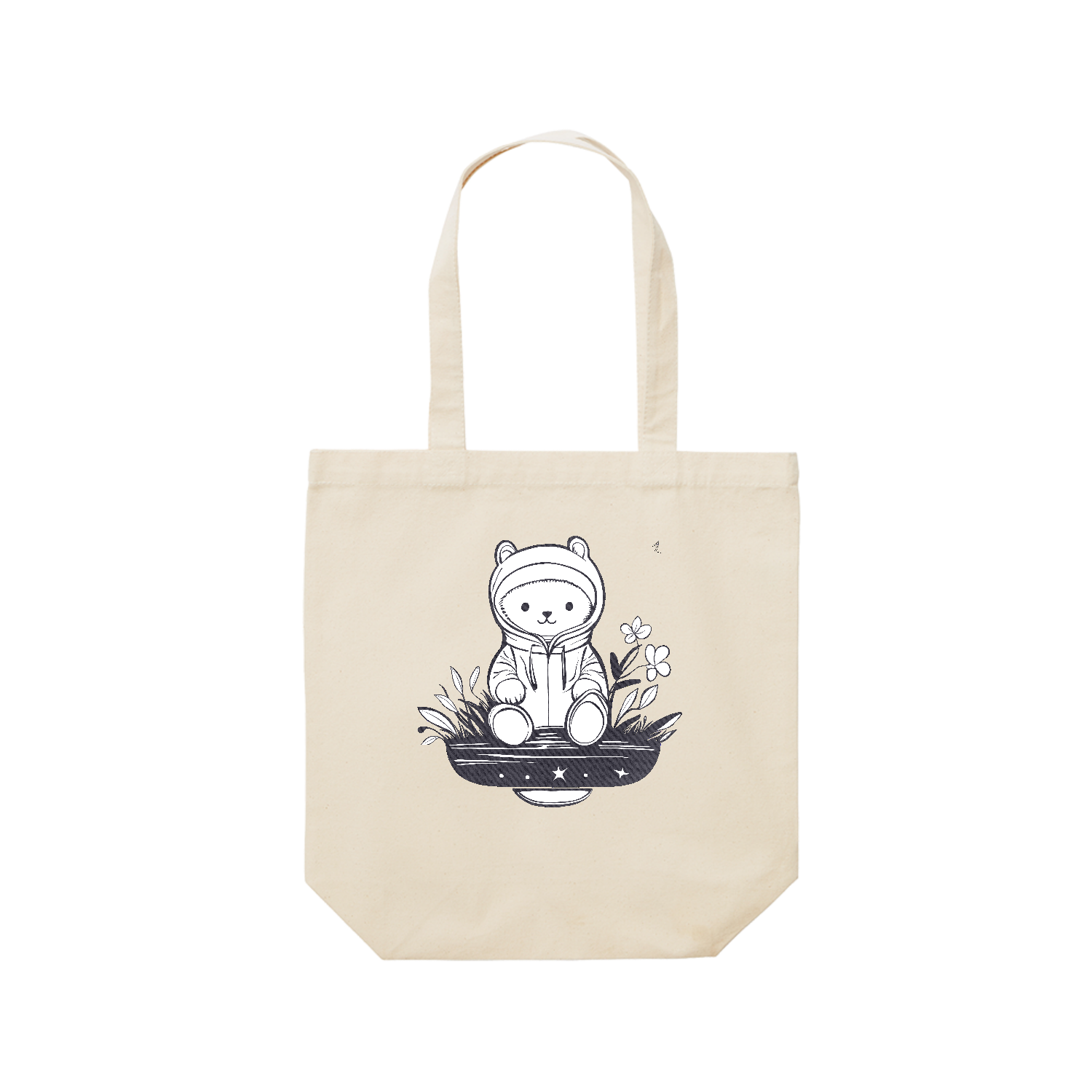 かわいいくまのぬいぐるみ イラストレギュラーキャンバストートバッグ 