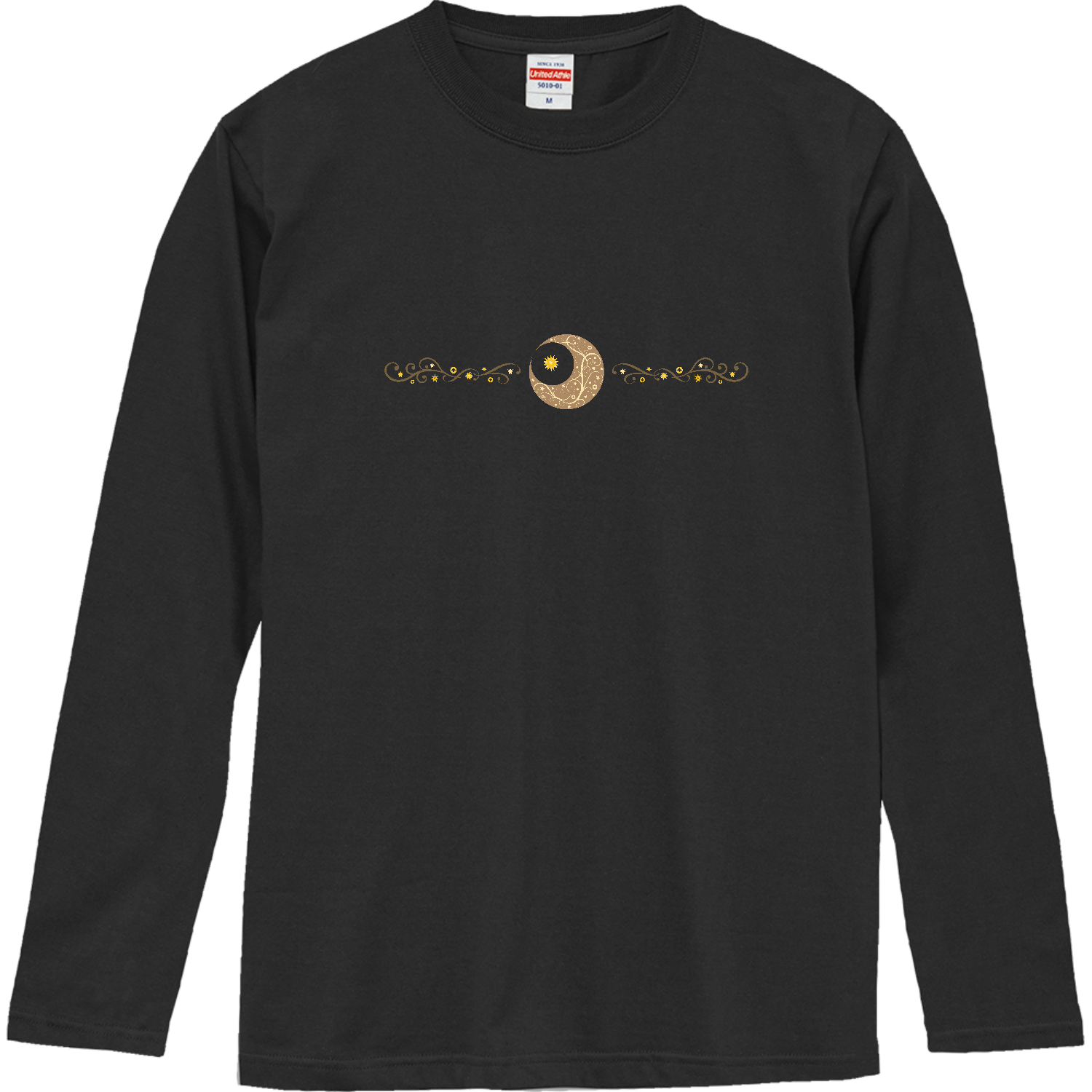 ロングTシャツ　オリエンタル風　月とななつ星　シンプル ロングスリーブTシャツ