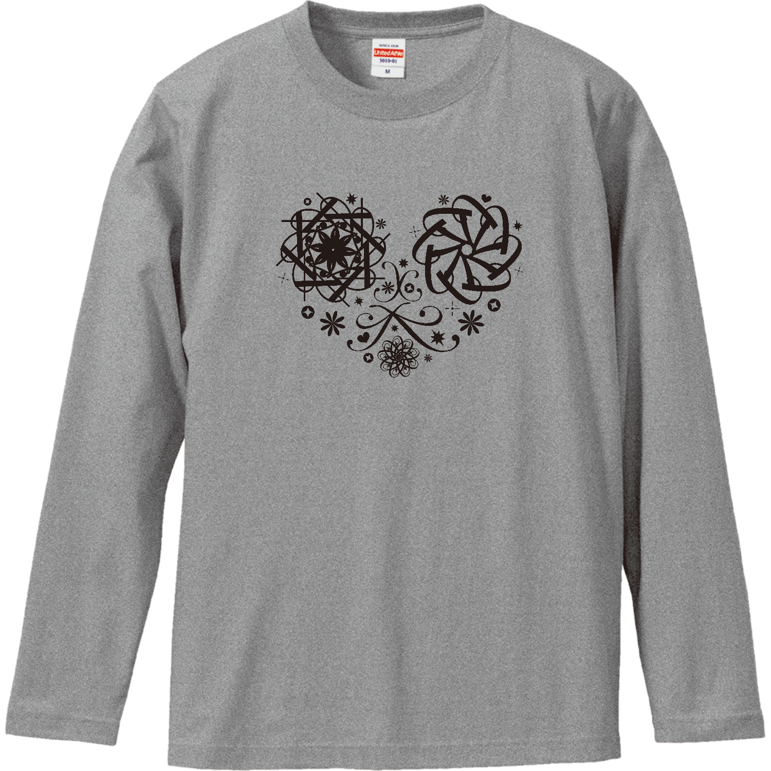 ロングTシャツ　「あ」「い」ノハナ　モノトーンハート ロングスリーブTシャツ
