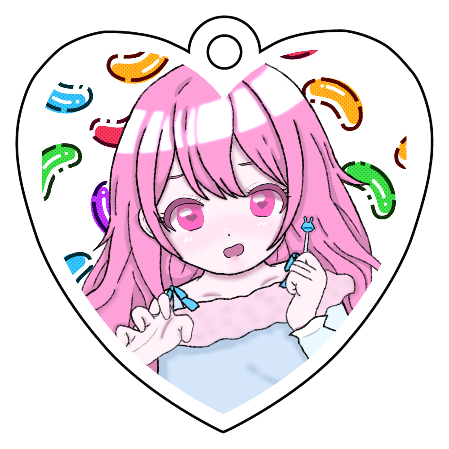 お砂糖＋可愛い＝女の子 アクリルキーホルダー　ハート形 (6cm)