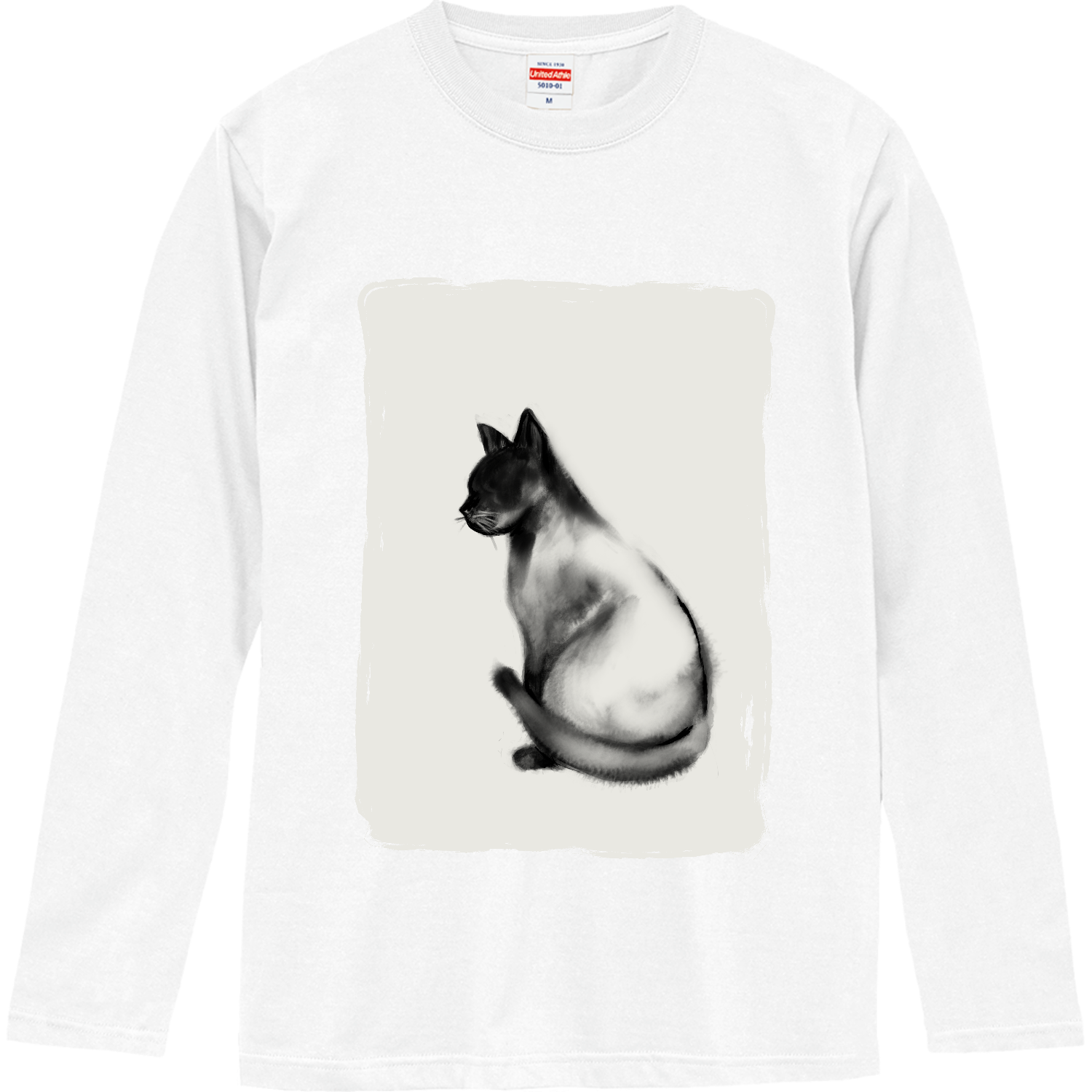 水墨画の猫 ロングスリーブTシャツ