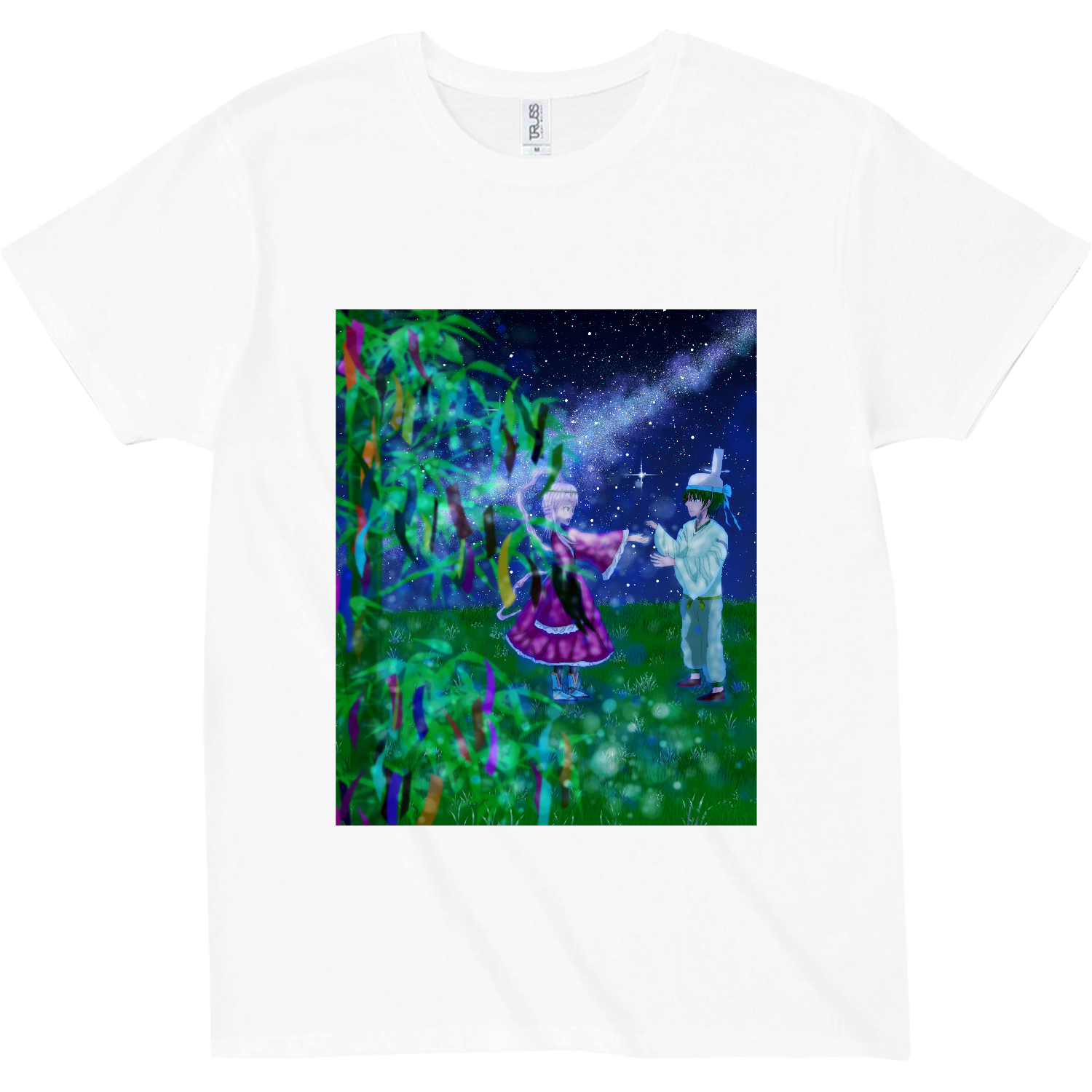 彦星・織姫が一緒に過ごす七夕 スリムフィット Tシャツ