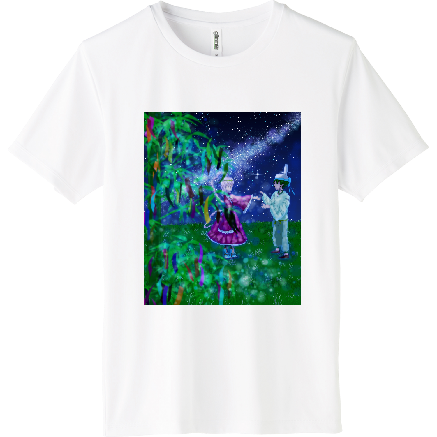 彦星・織姫が一緒に過ごす七夕 インターロックドライTシャツ