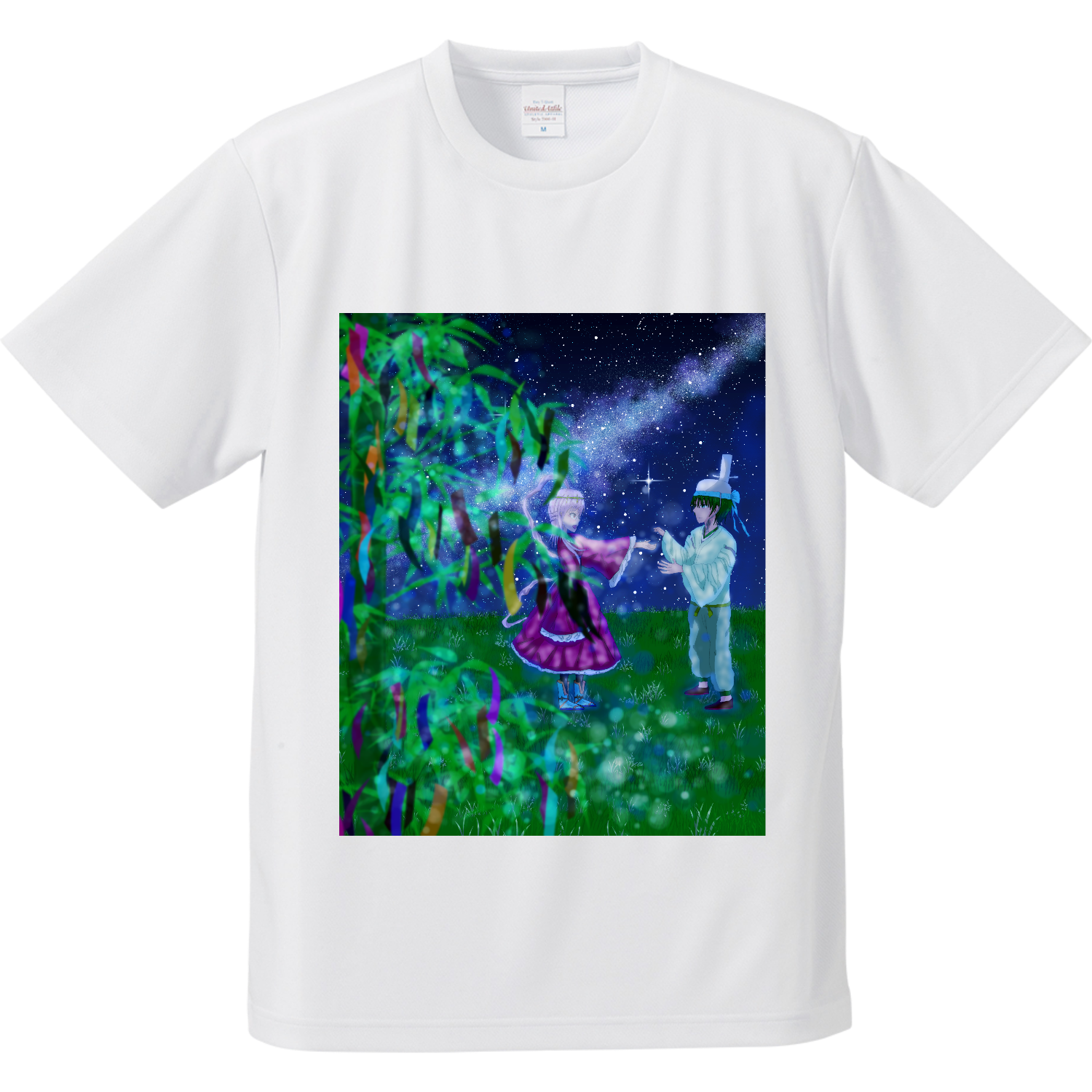 彦星・織姫が一緒に過ごす七夕 ドライアスレチックTシャツ