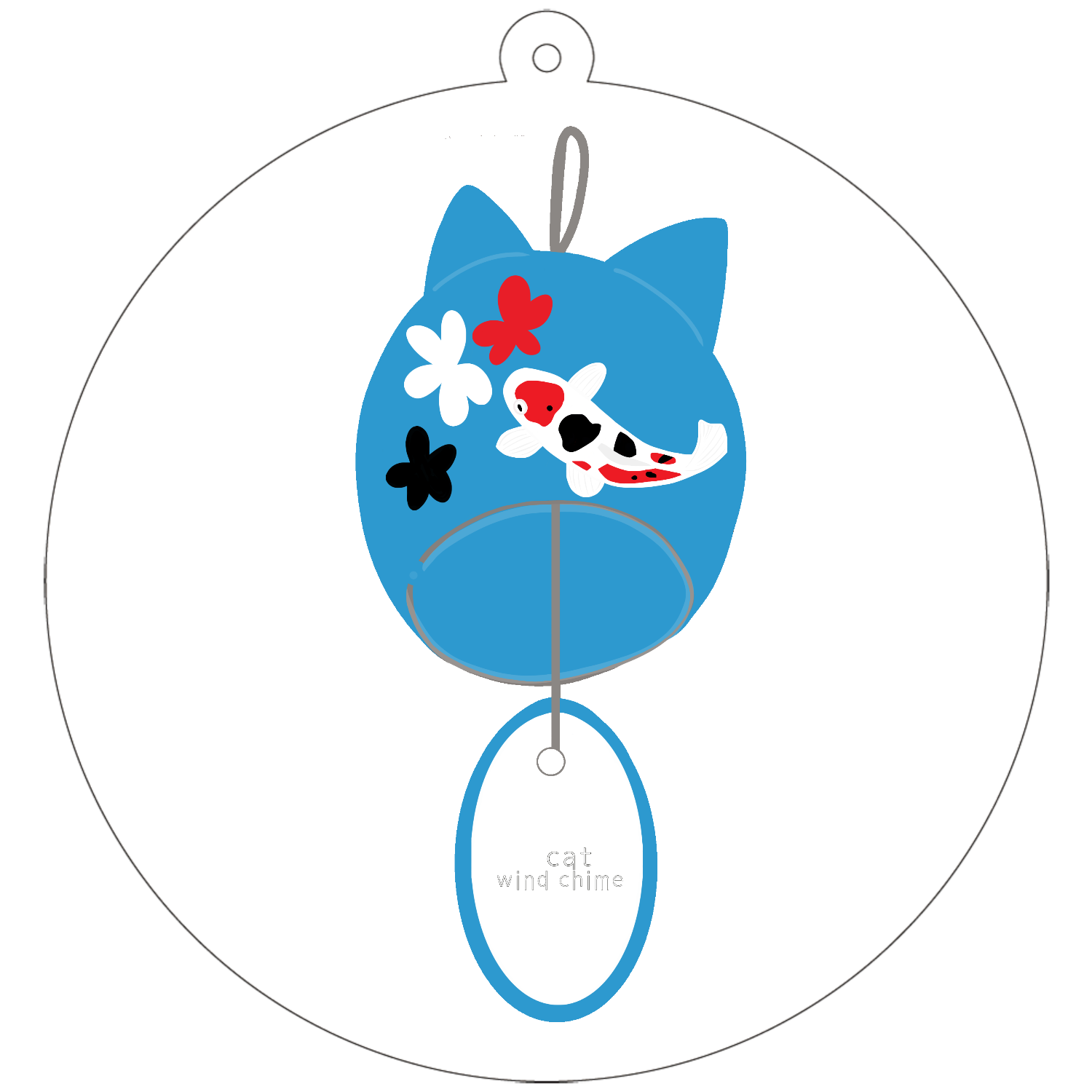 猫風鈴 70×70mm アクリルキーホルダー(丸型)