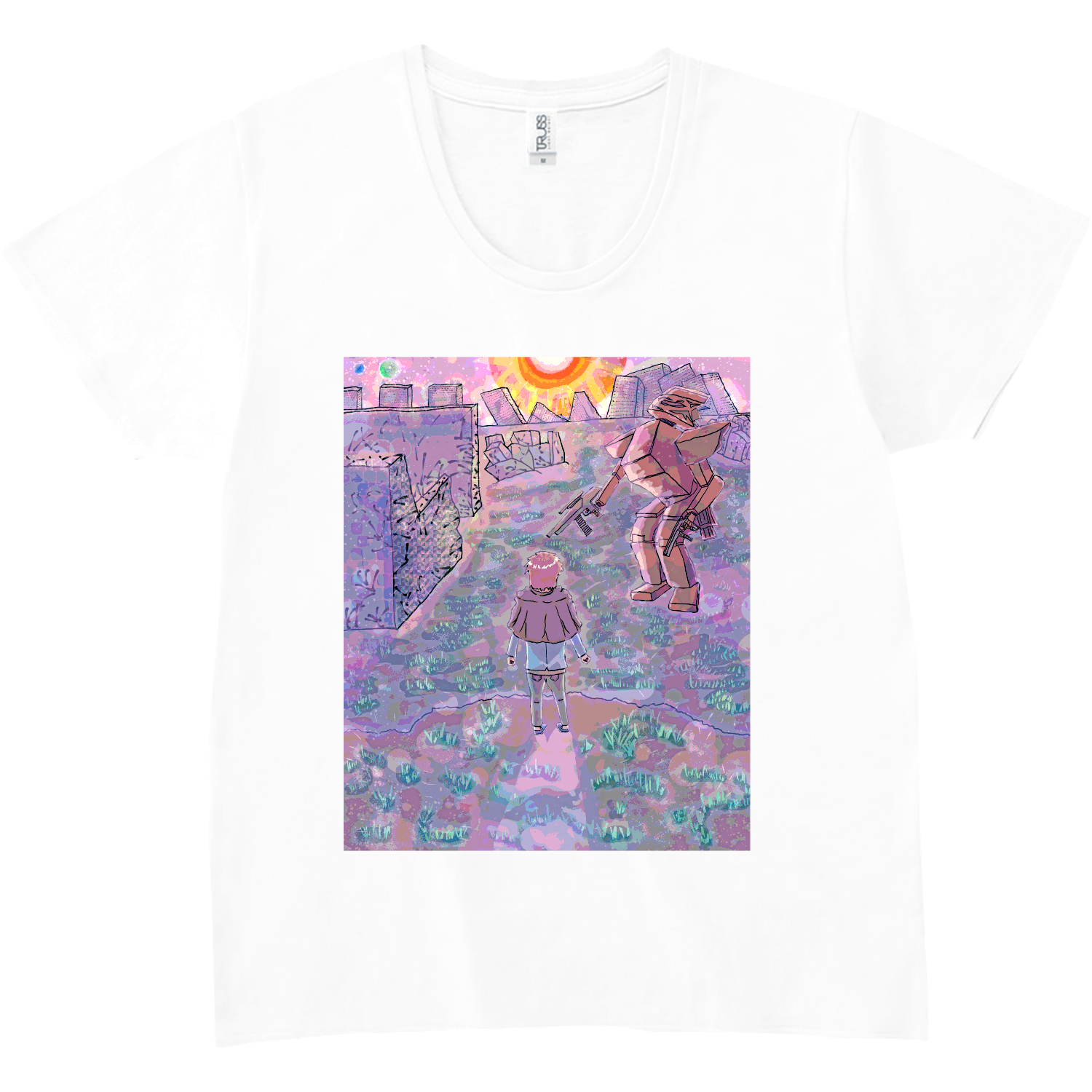 廃墟　ファンタジー　加工.2版 スリムフィット UネックTシャツ