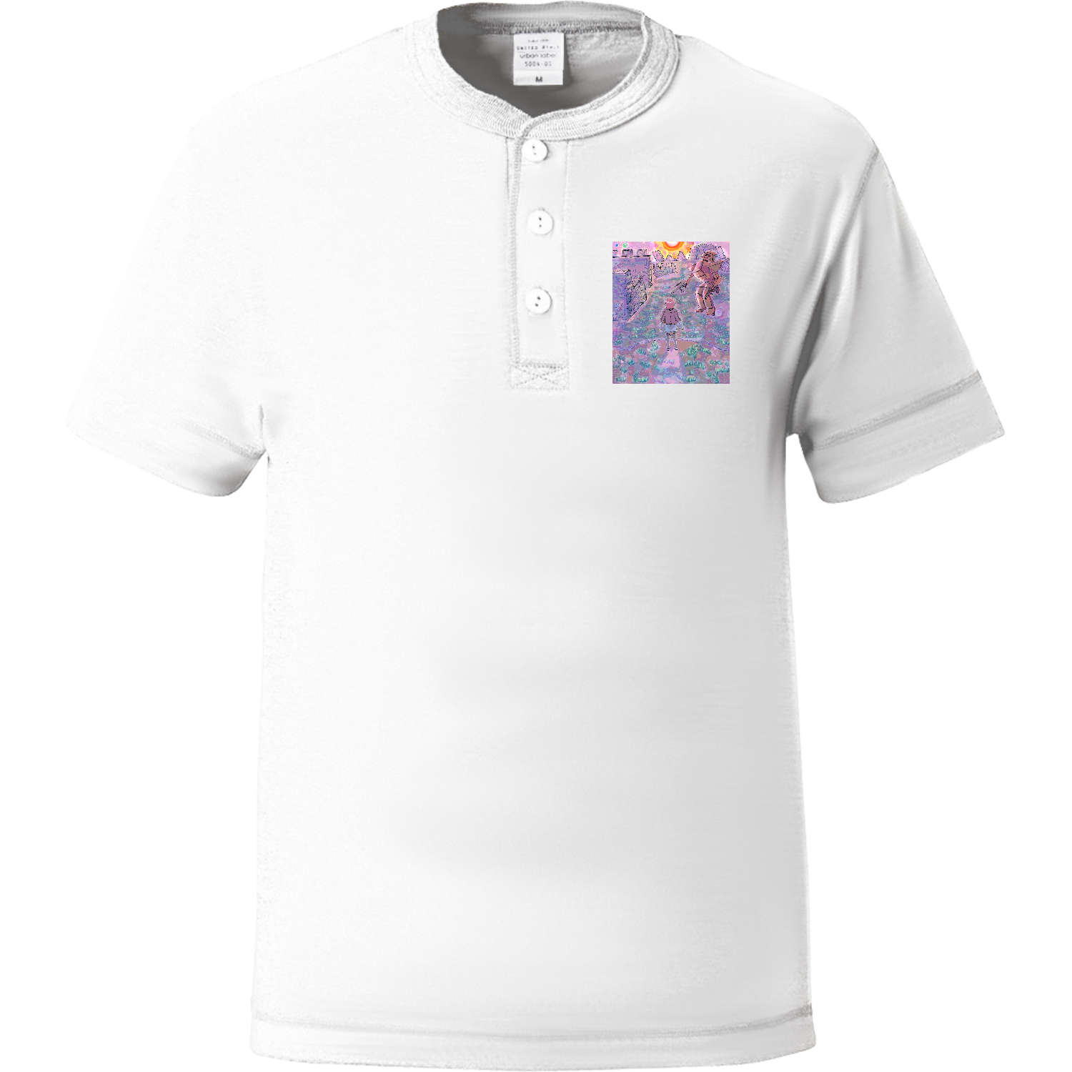 廃墟　ファンタジー　加工.2版 ヘンリーネックTシャツ