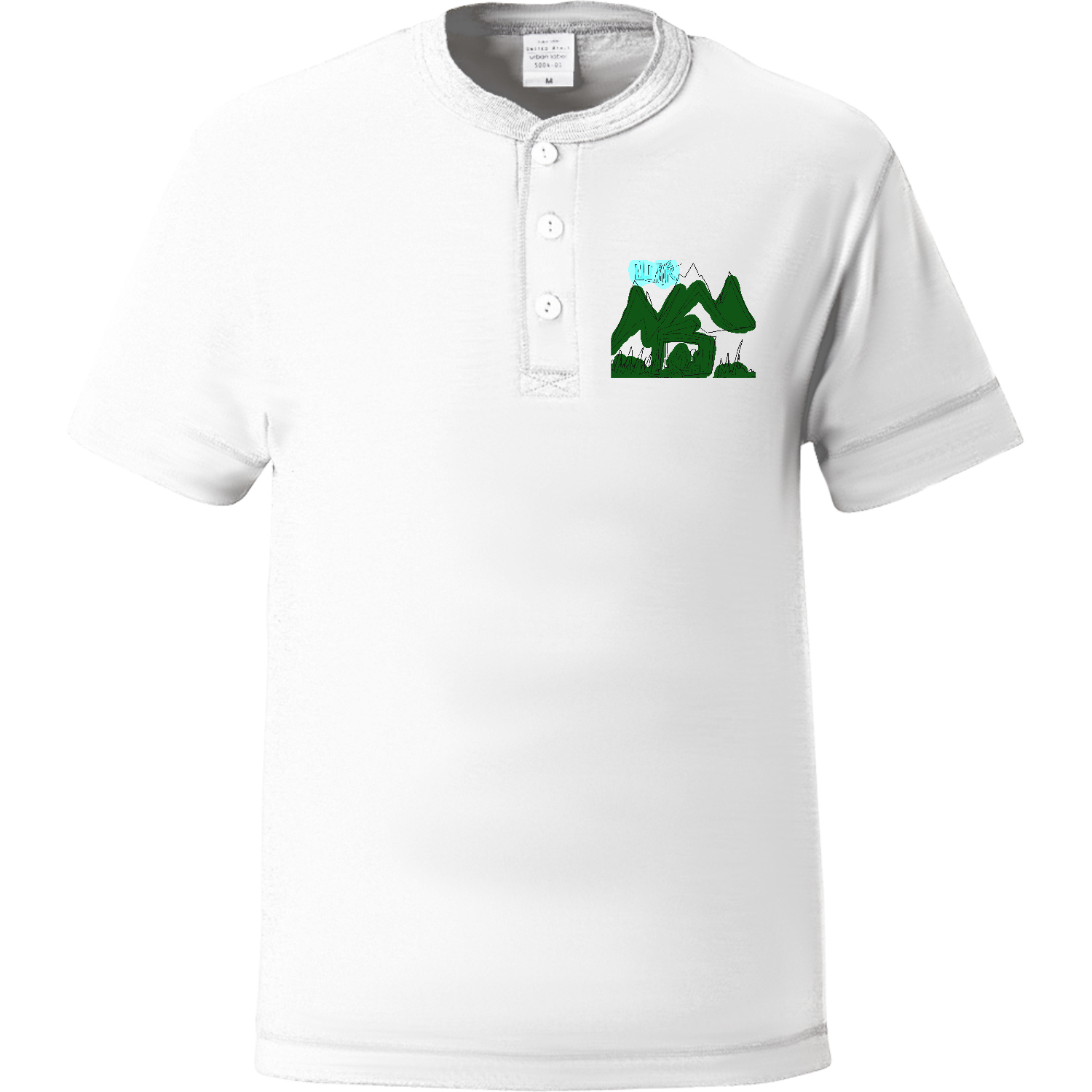 一筆アート　キャンプ ヘンリーネックTシャツ