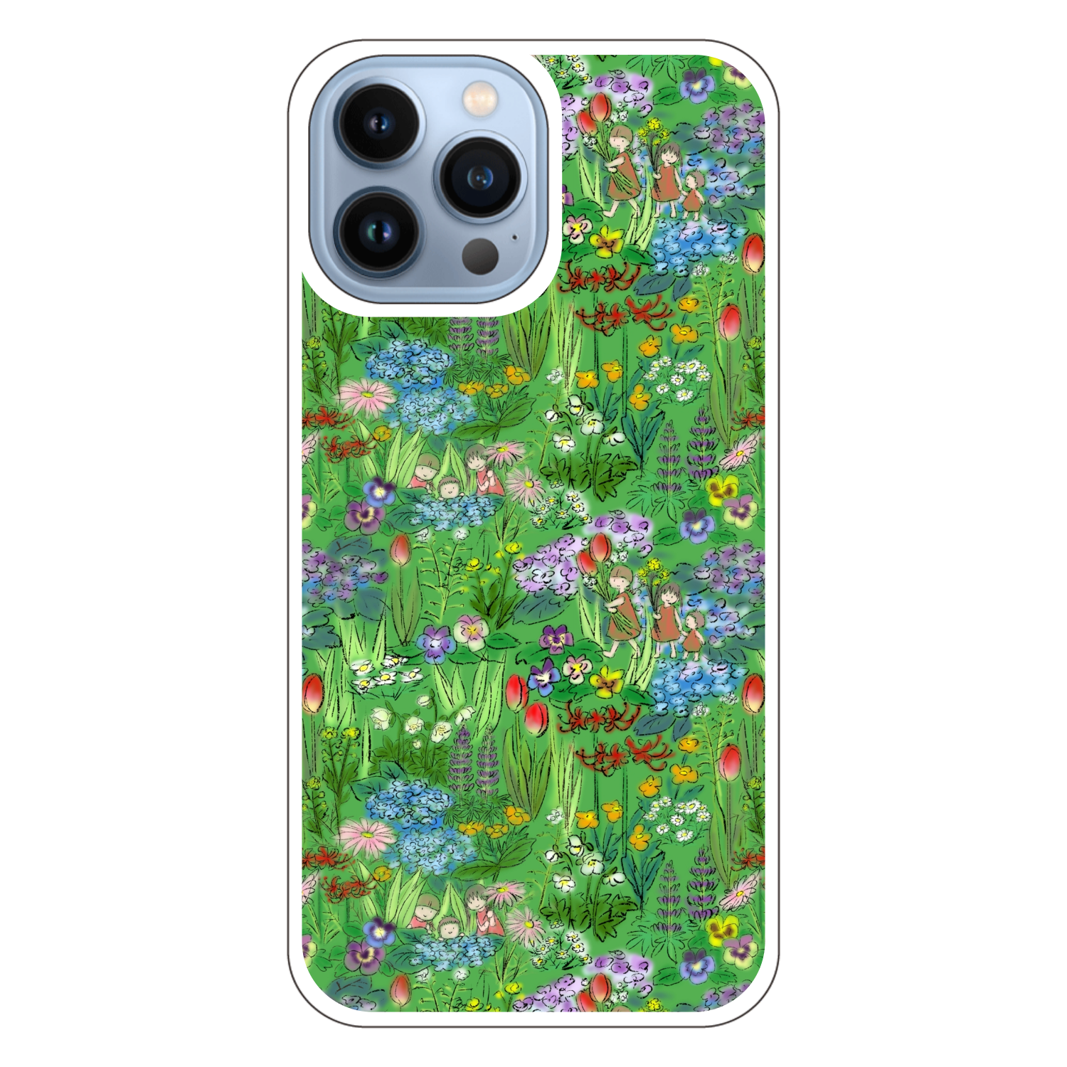 花畑(green)/iPhone用クリアケース iPhone13 Pro Max (透明) 