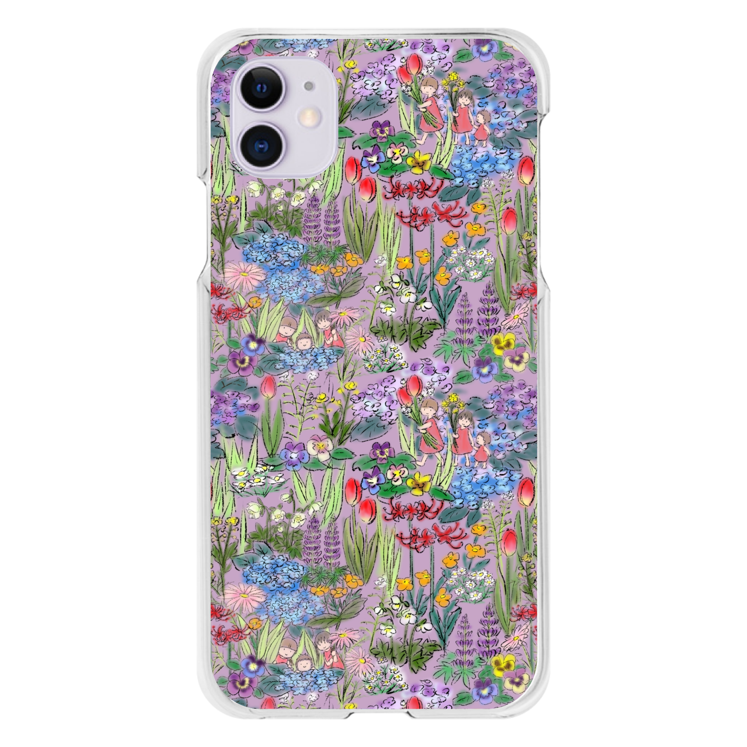 花畑(violet)/iPhone用クリアケース iPhone11(透明）