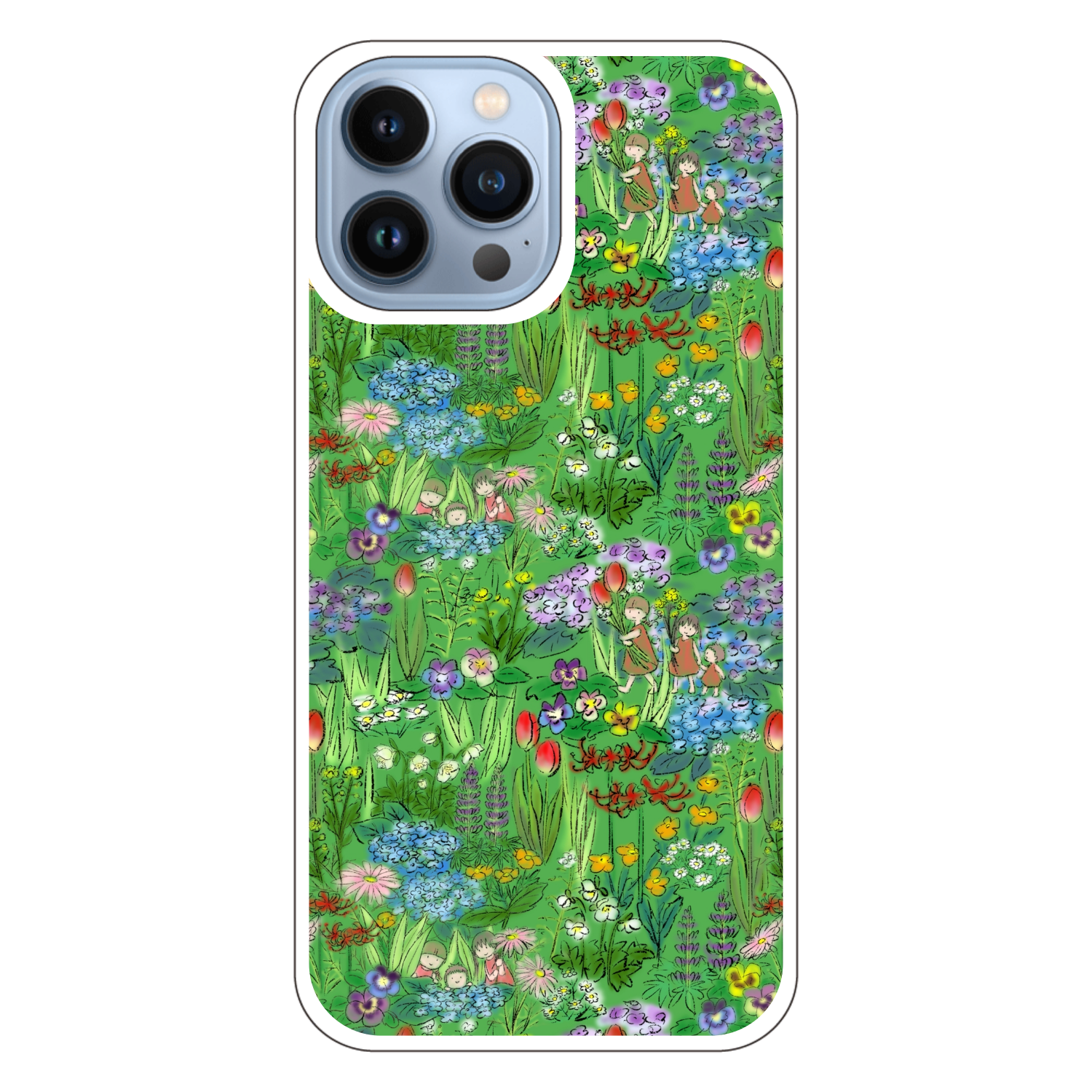 花畑(green)/iPhoneクリアケース iPhone13 Pro Max (透明) 