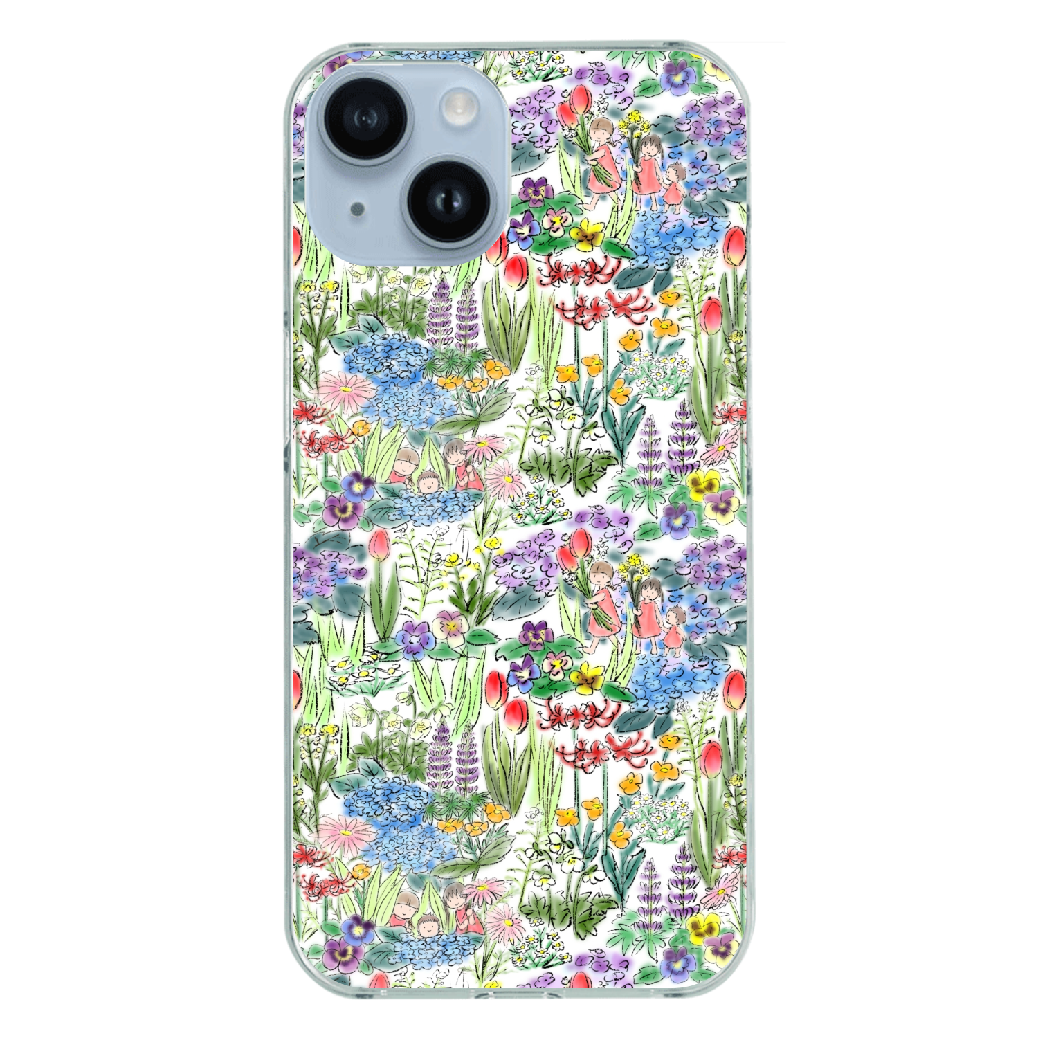 花畑(white)/iPhoneクリアケース iPhone14 (透明)