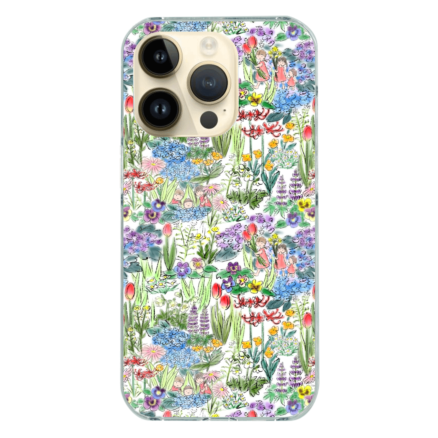 花畑(white)/iPhoneクリアケース iPhone14 Pro (透明) 