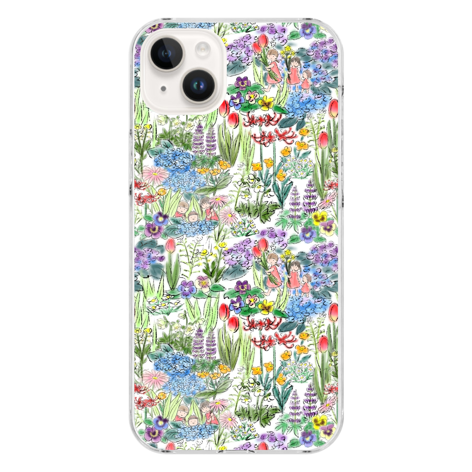花畑(white)/iPhoneクリアケース iPhone14 Plus (透明)
