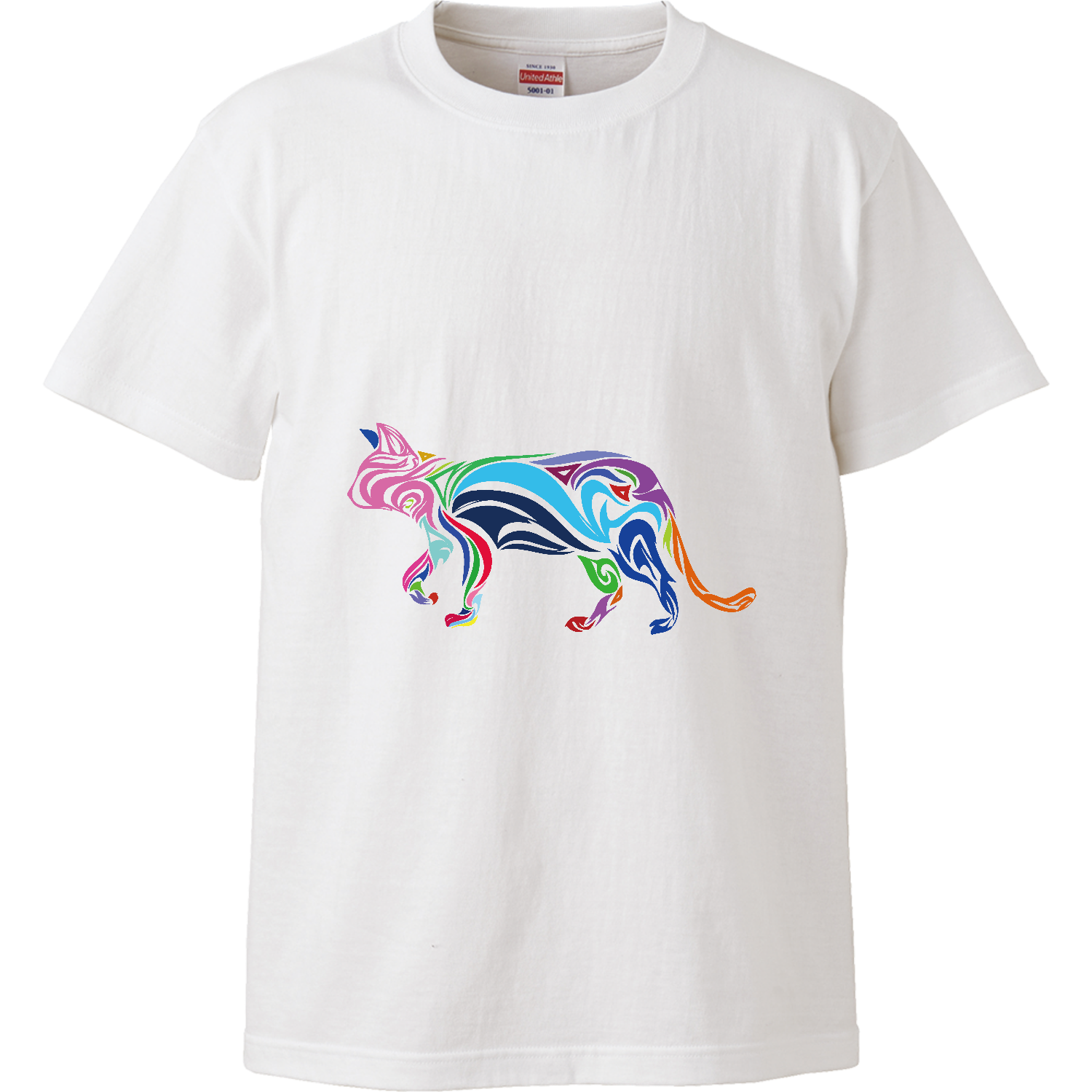 カラー猫のシルエット ハイクオリティーTシャツ