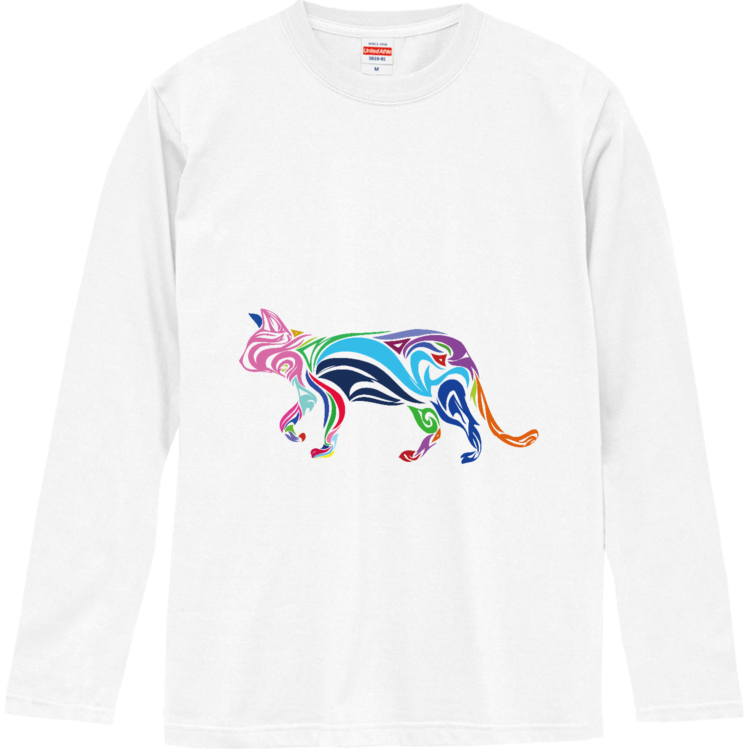カラー猫のシルエット ロングスリーブTシャツ
