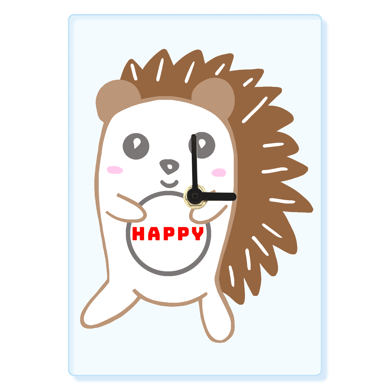 ハッピーハリネズミ アクリル掛け時計