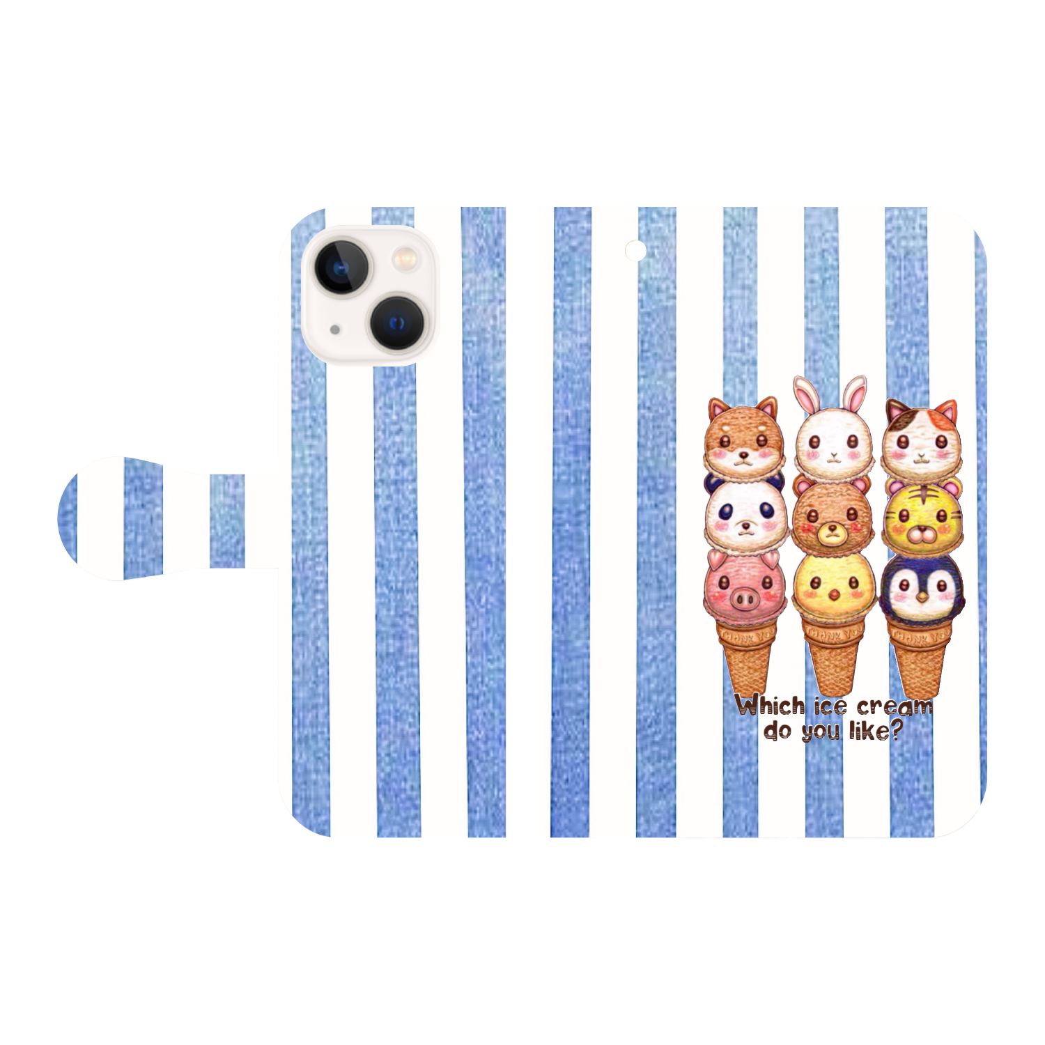 動物アイスクリーム iPhone13 mini 手帳型スマホケース