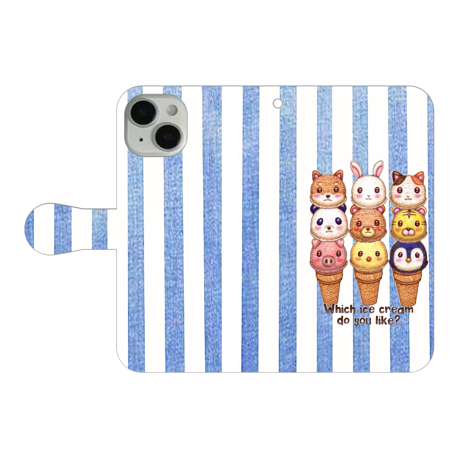 動物アイスクリーム iPhone14 手帳型スマホケース