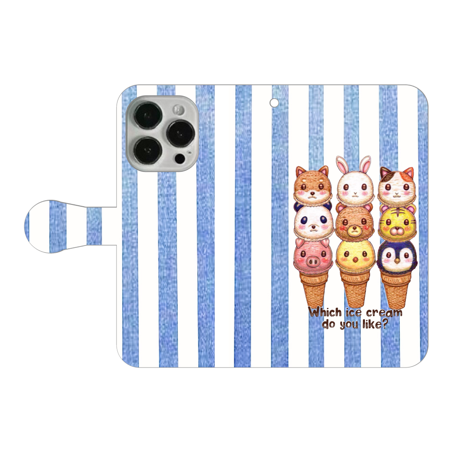 動物アイスクリーム iPhone14 Pro 手帳型スマホケース