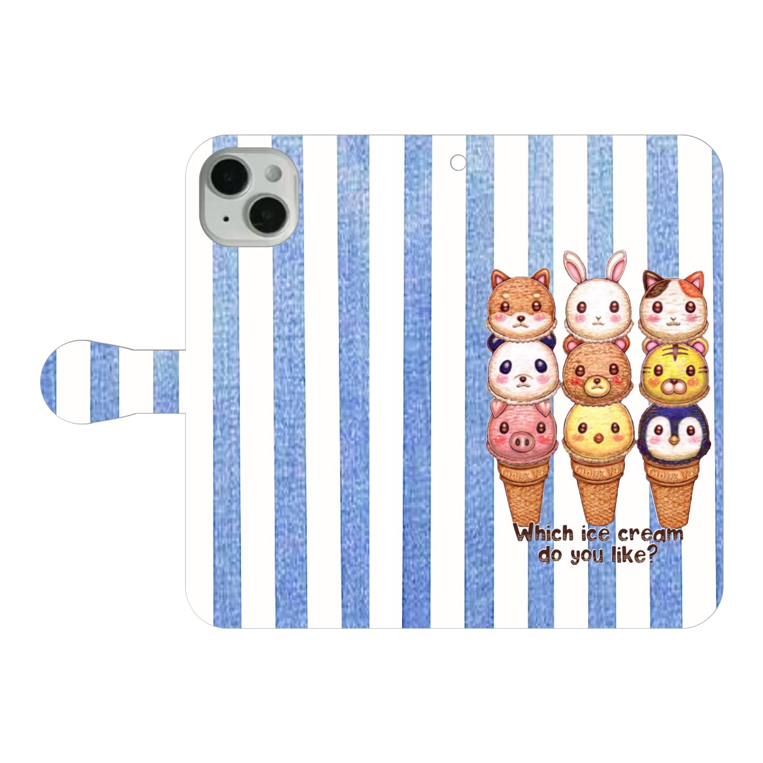 動物アイスクリーム iPhone14 Plus 手帳型スマホケース