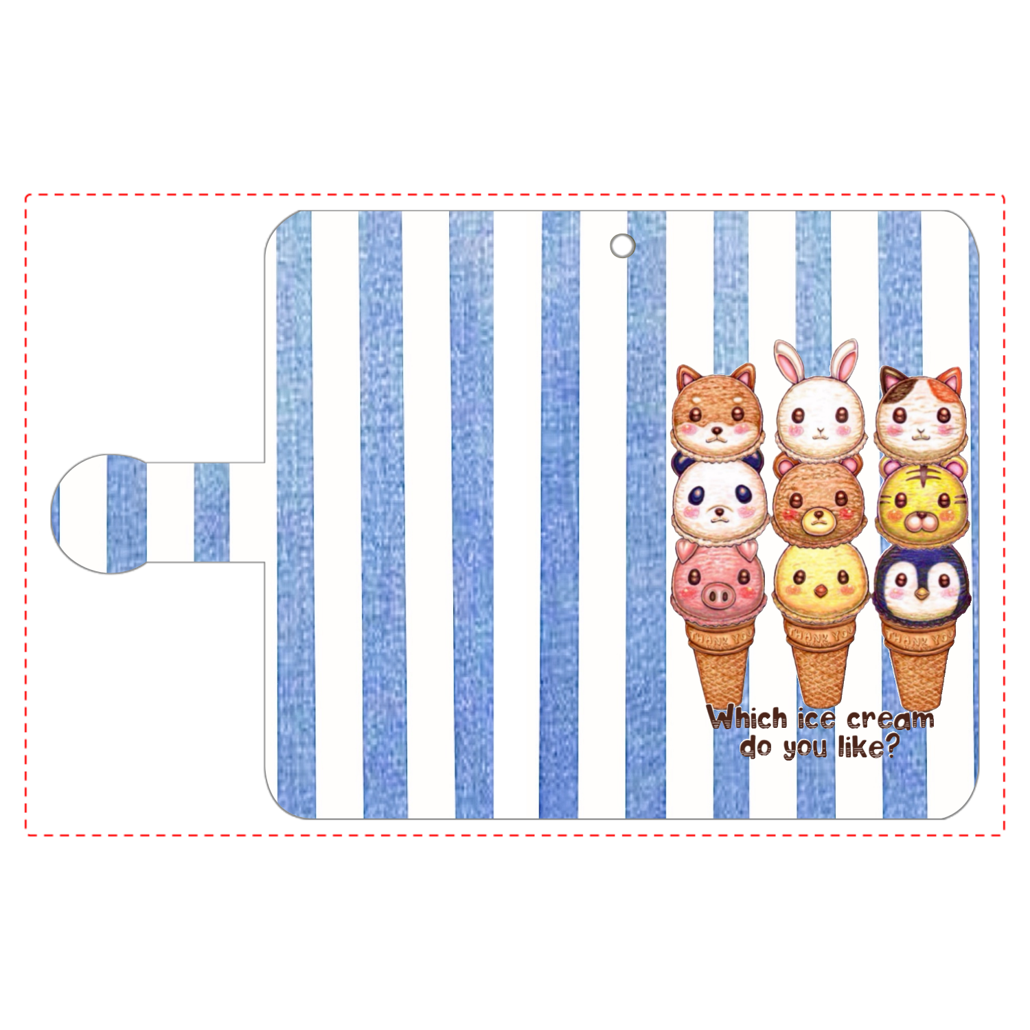 動物アイスクリーム 手帳型ベルト付きアンドロイドS