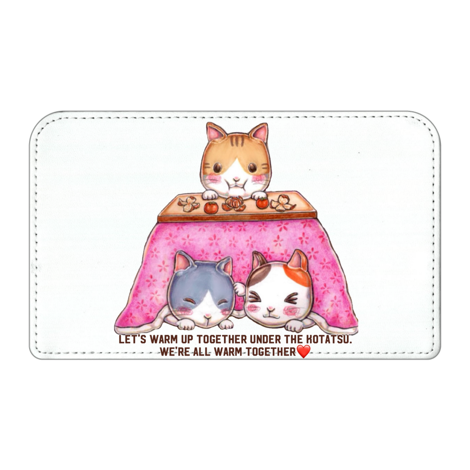 こたつネコちゃんฅ^•ω•^ スクエアレザーポーチ