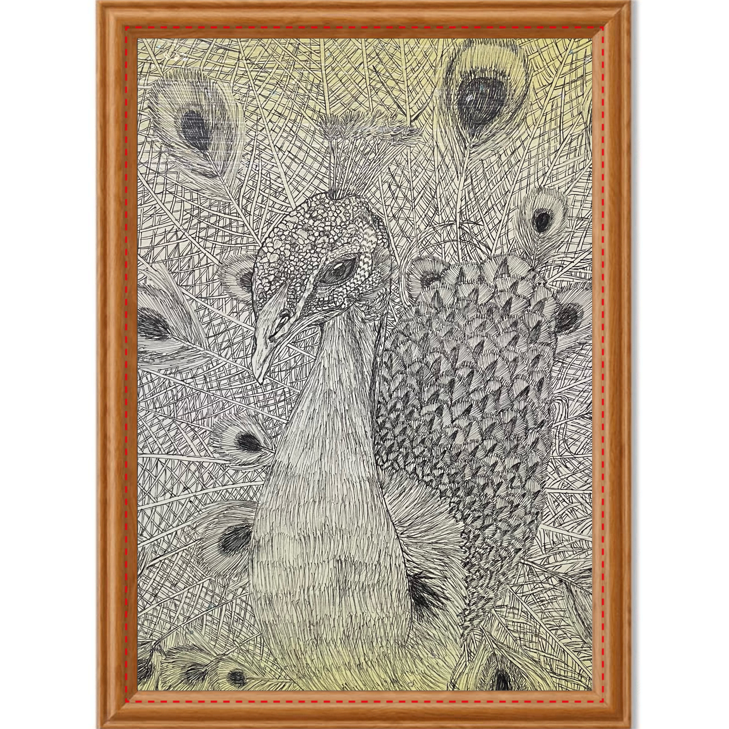 孔雀のアートパネル アートデザインパネル (A4 キャンバス)