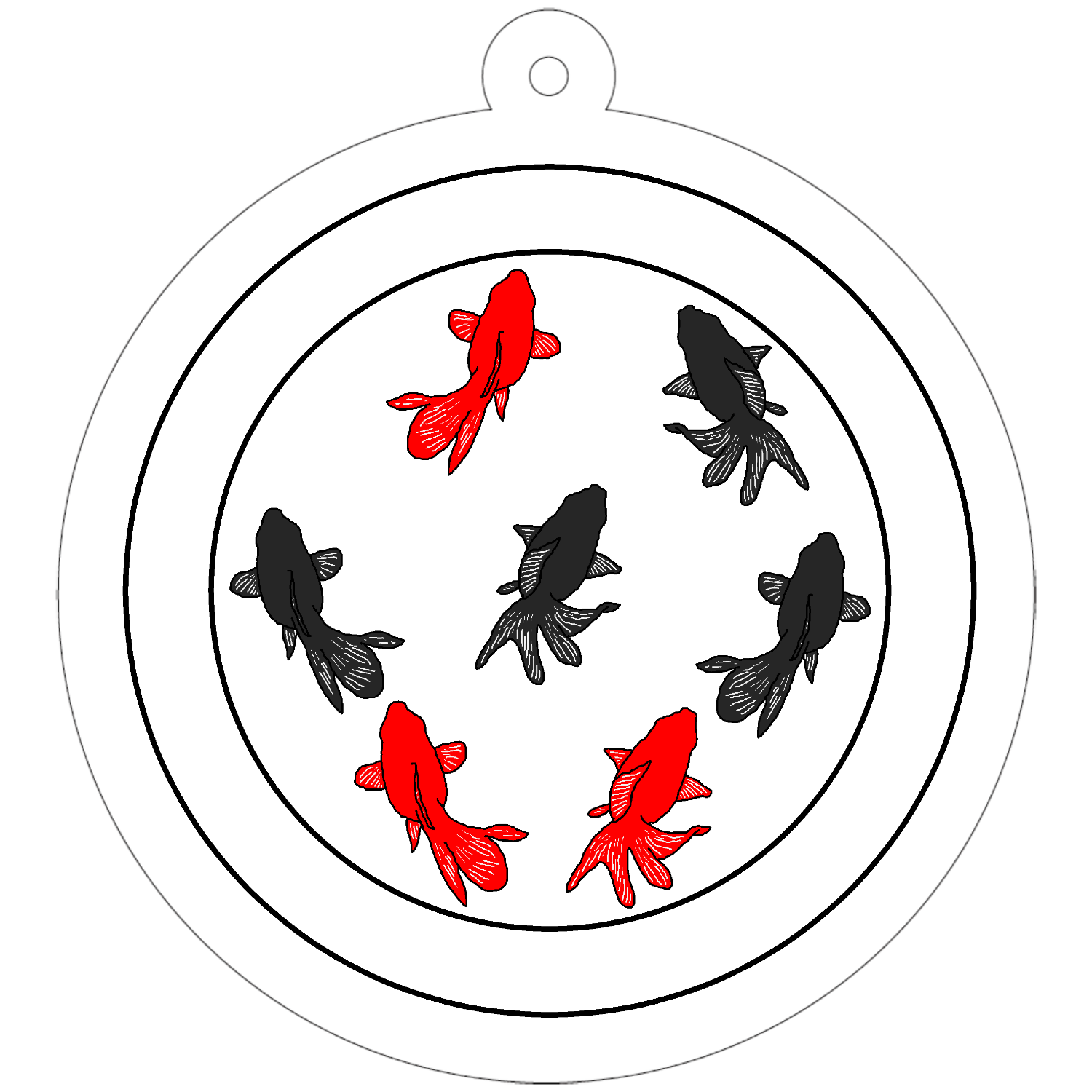 金魚 50×50mm アクリルキーホルダー(丸型)