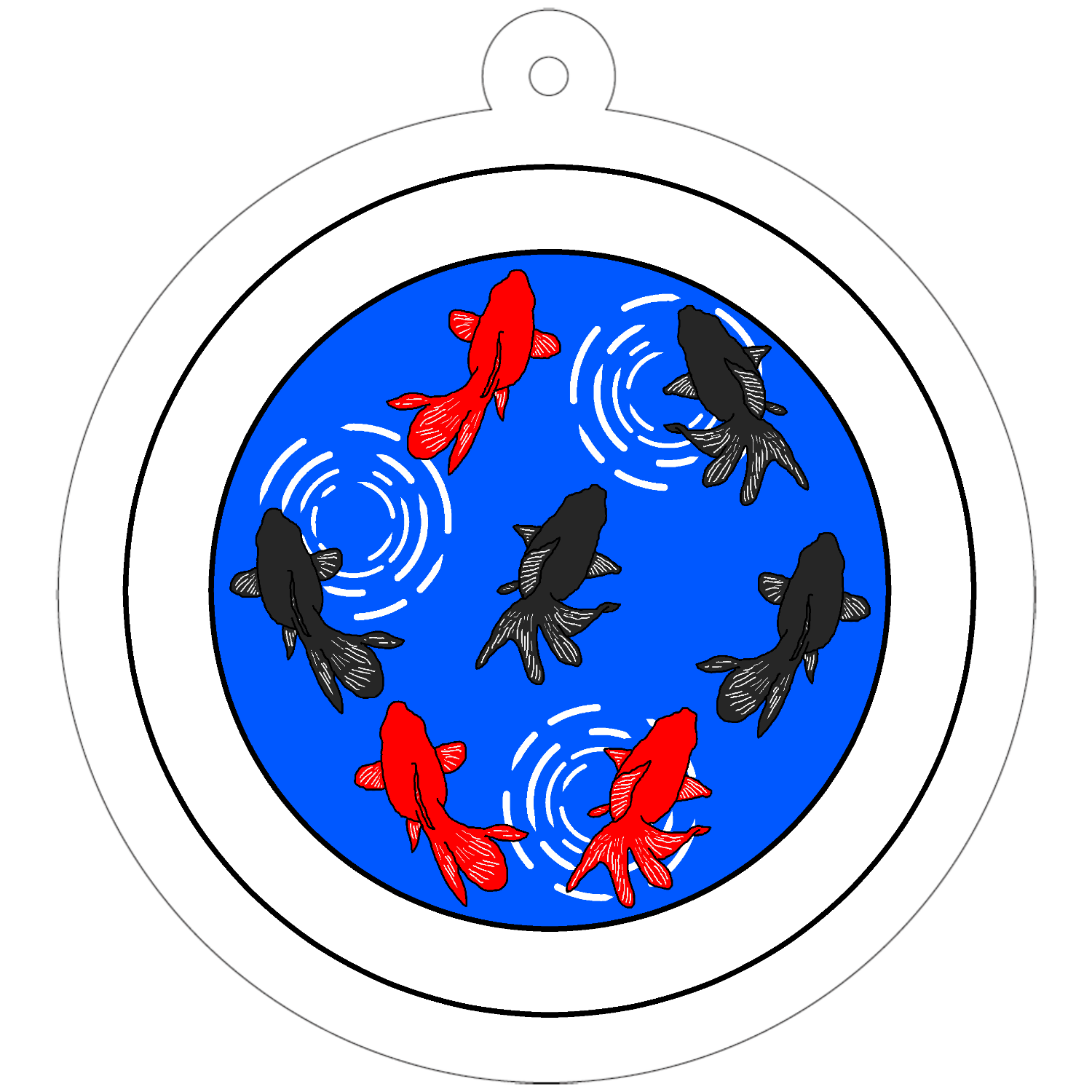 金魚 50×50mm アクリルキーホルダー(丸型)