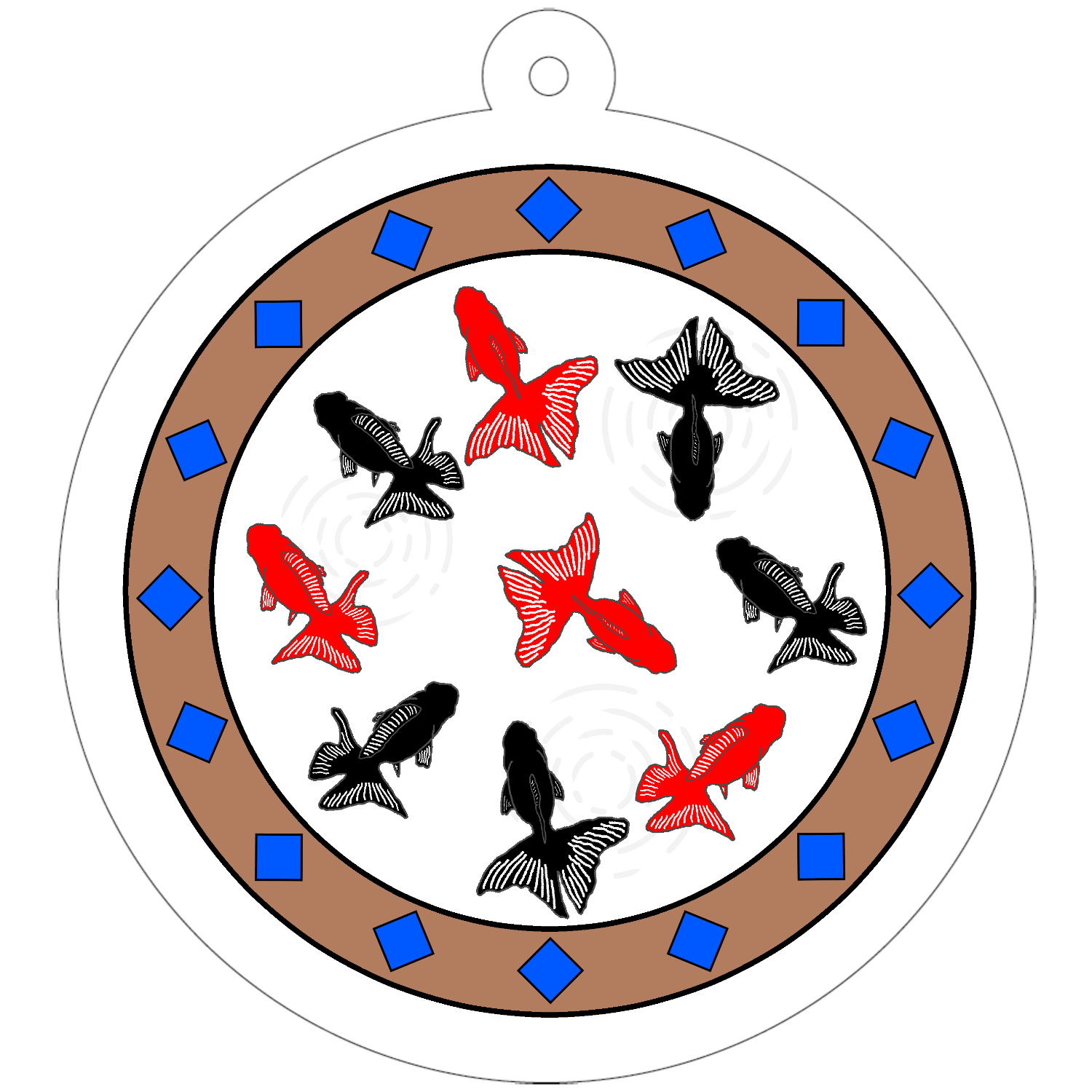 金魚 50×50mm アクリルキーホルダー(丸型)