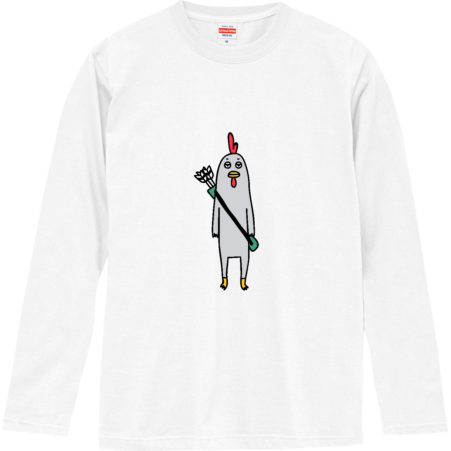 弓道　スマートなニワトリ ロングスリーブTシャツ