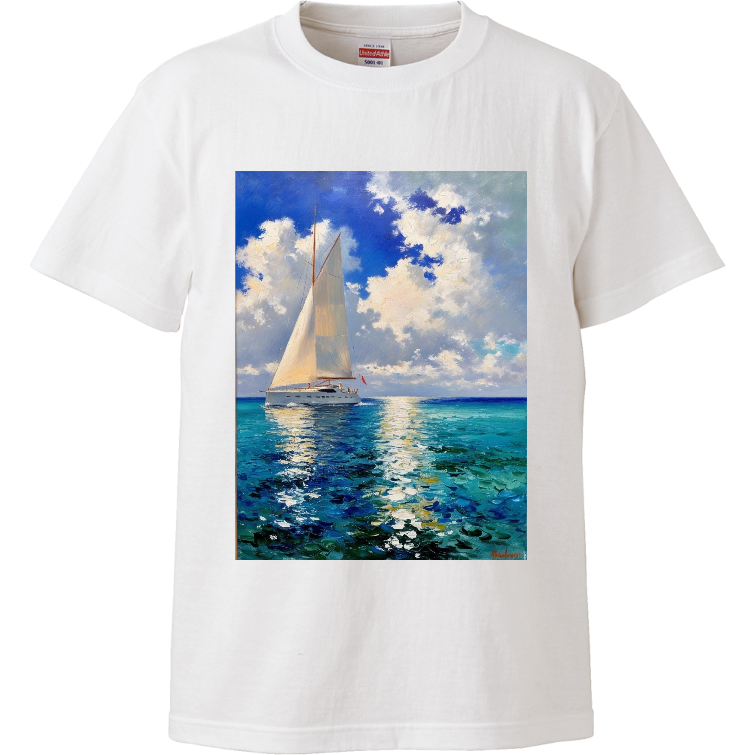 紺碧の海を往く～セイルボートのある風景～ ハイクオリティーTシャツ