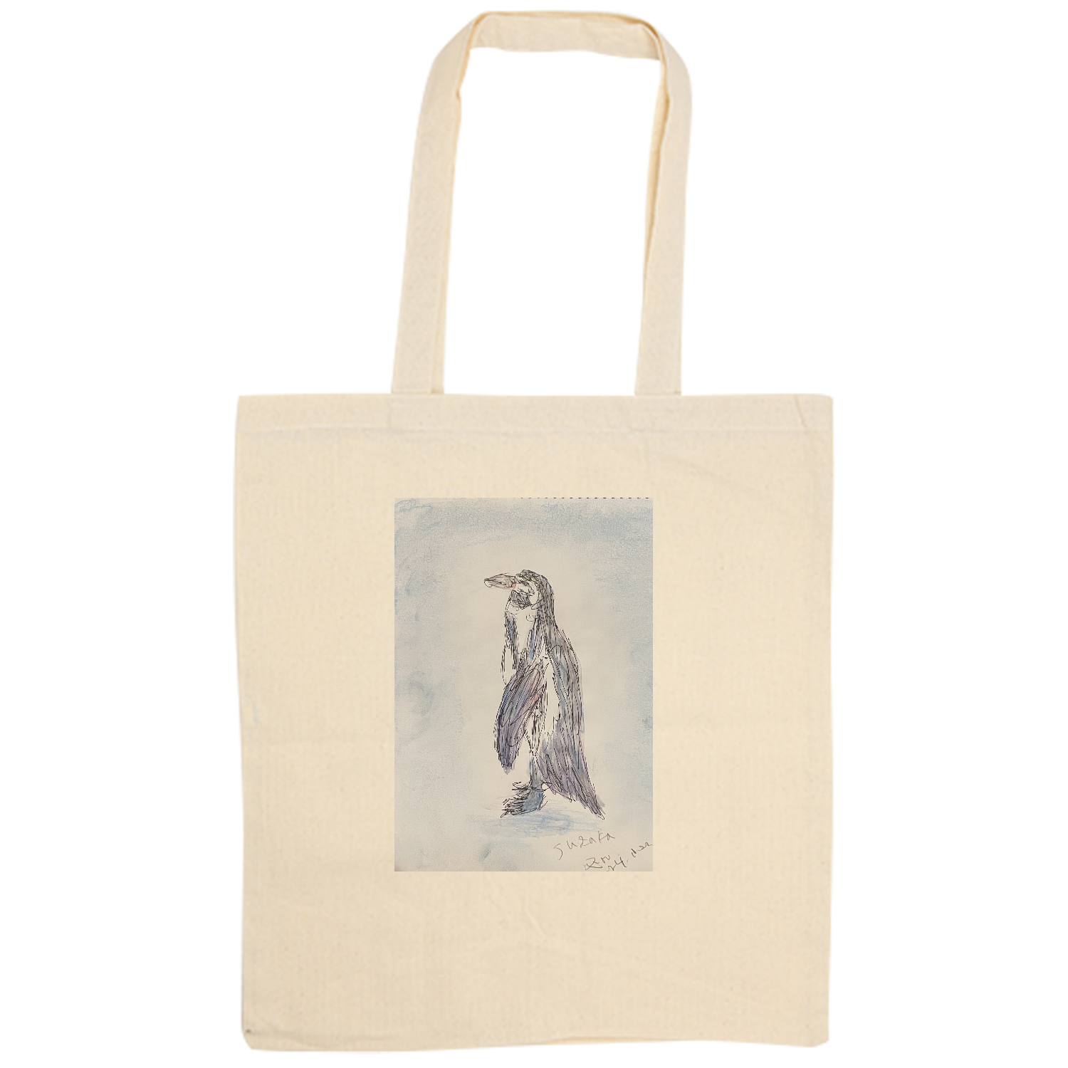 脱走ペンギンくん 厚手コットンバッグ（L)