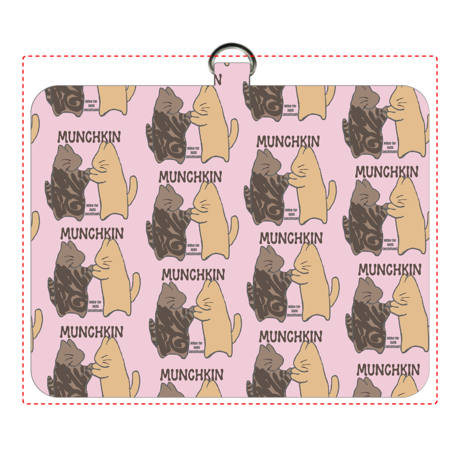 ねこのひげあつめ・ マンチカンさま２  ピンクパターン パスケース