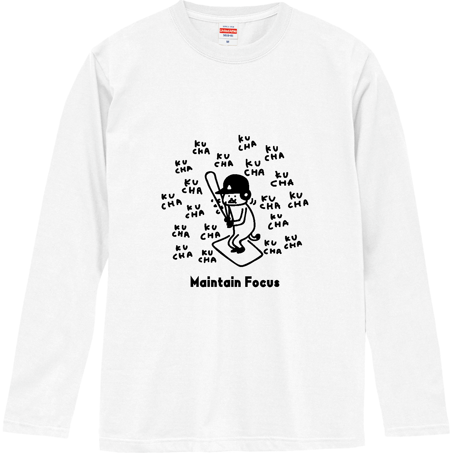 野球　ガムを噛むバッター ロングスリーブTシャツ