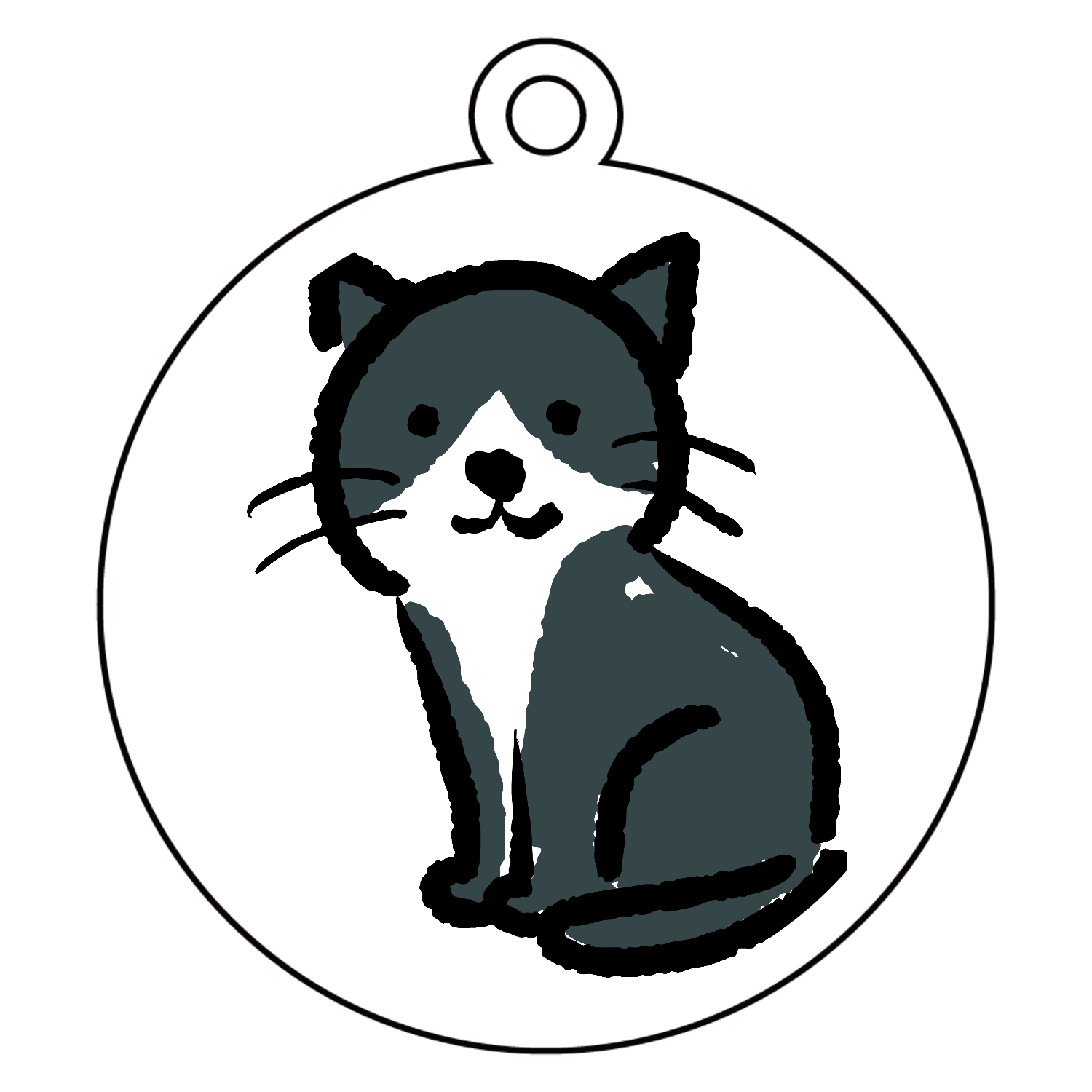 ハチワレねこちゃんアクリルキーホルダー 丸型 (6cm)の商品購入ページ