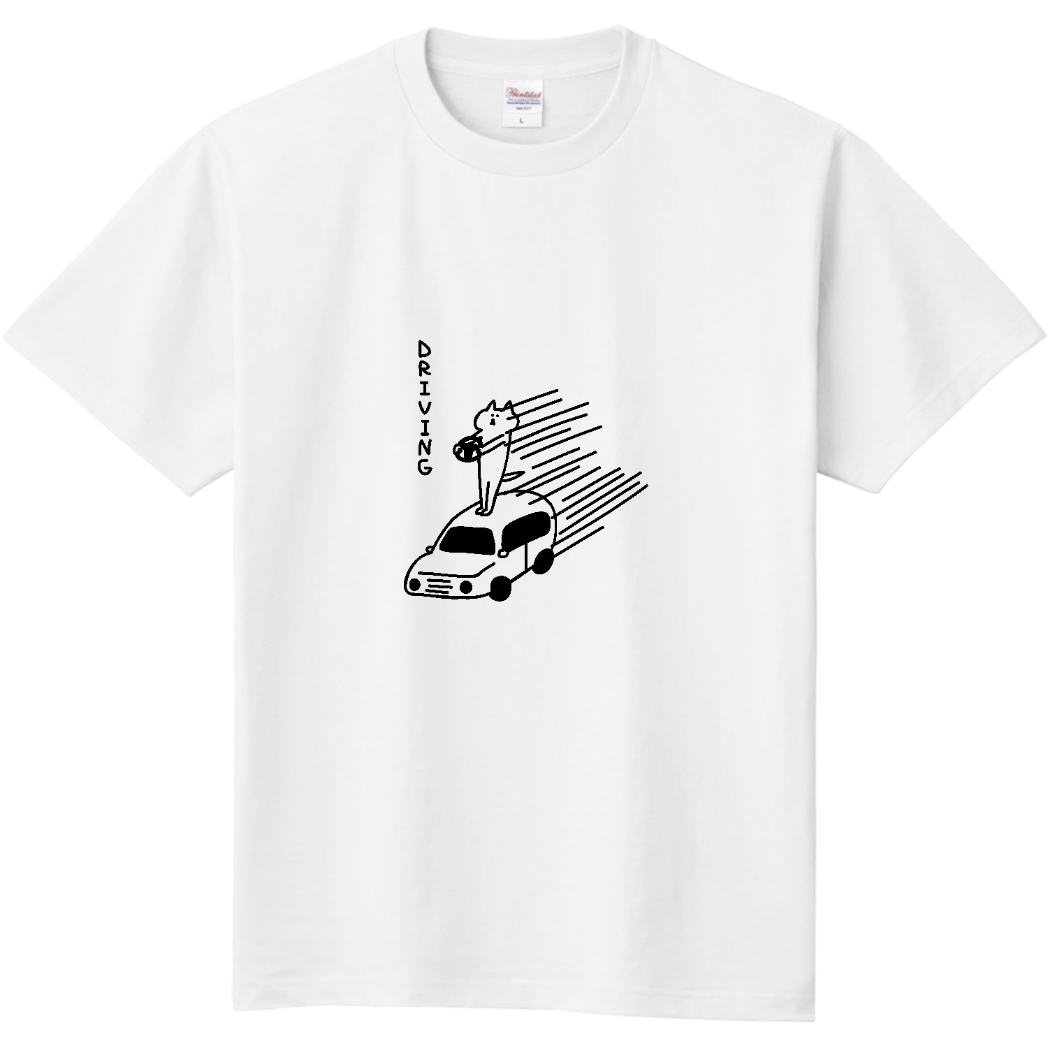 車の上で運転するネコ 定番Ｔシャツ