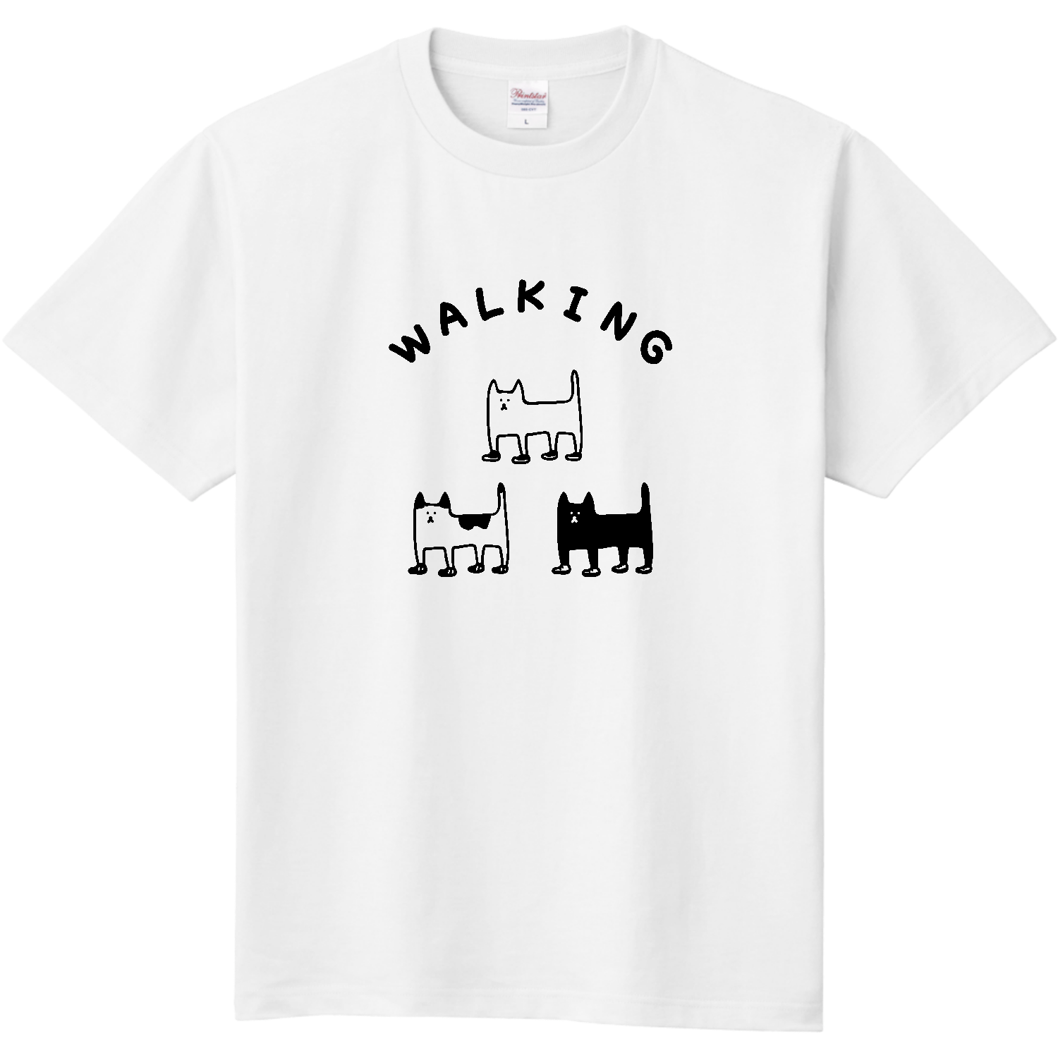 ウォーキングシューズとネコ 定番Ｔシャツ