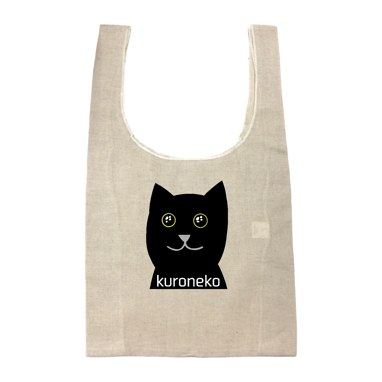 おめめウルウル黒猫さん コットンリネンマルシェバッグ