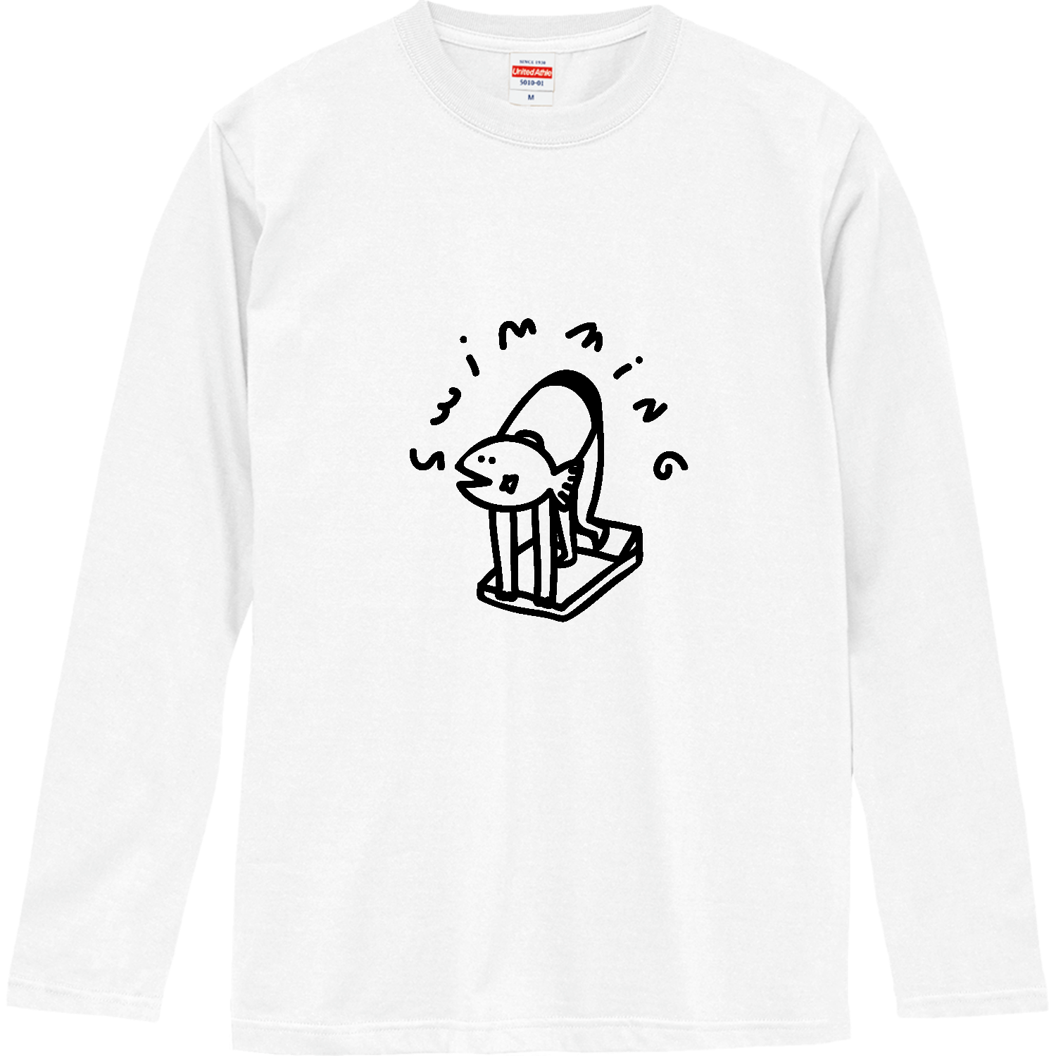 水泳　魚のクラウチング ロングスリーブTシャツ