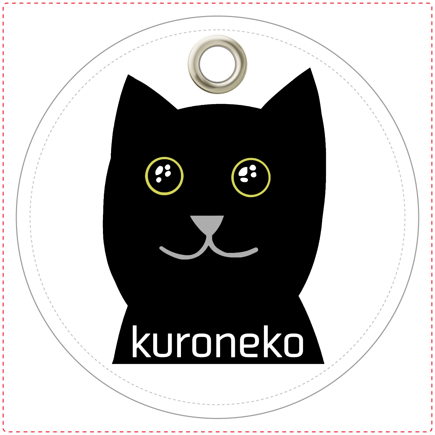 おめめウルウル黒猫さんレザーキーホルダー（丸型）1