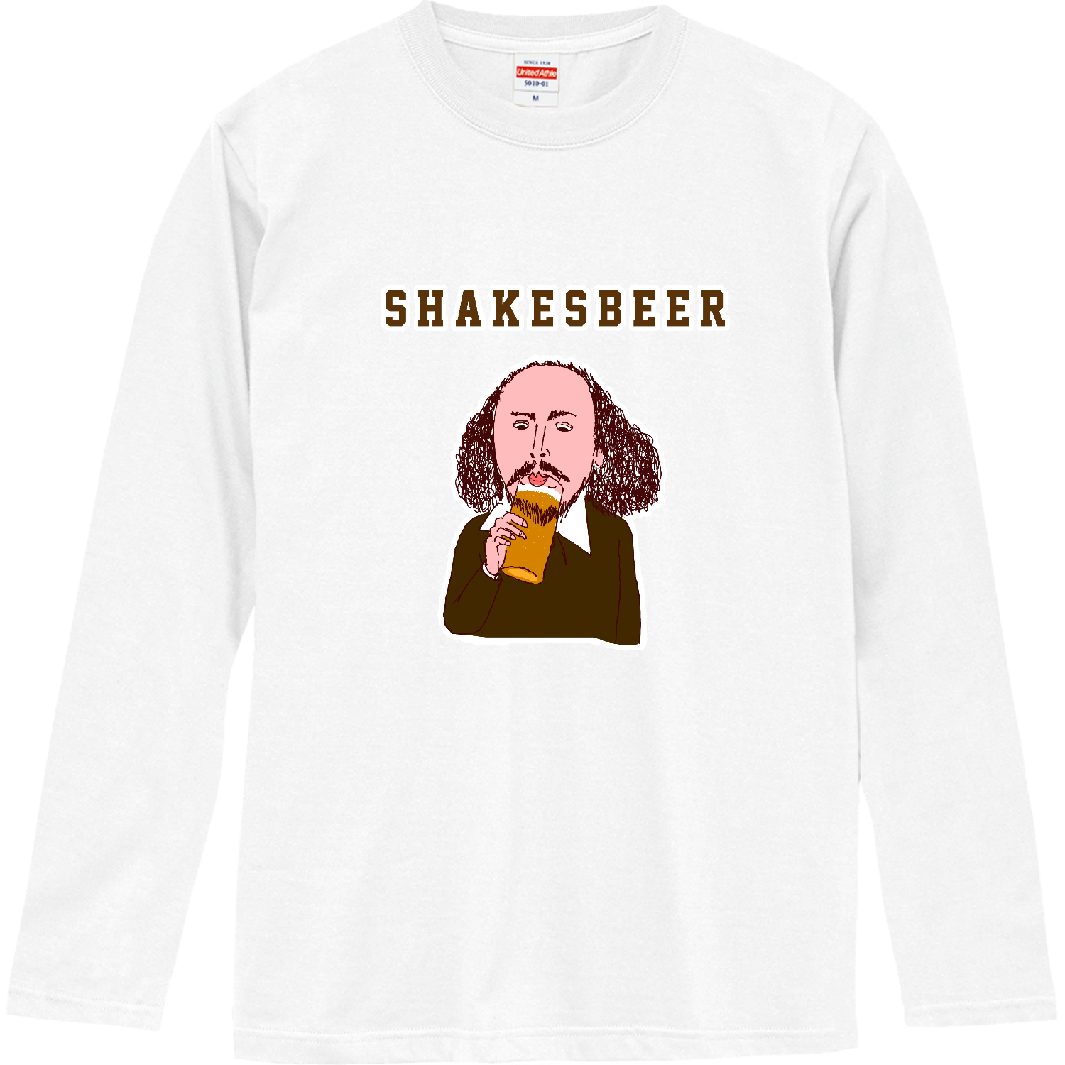 ビールダジャレデザイン「シェイクスビア」 ロングスリーブTシャツ