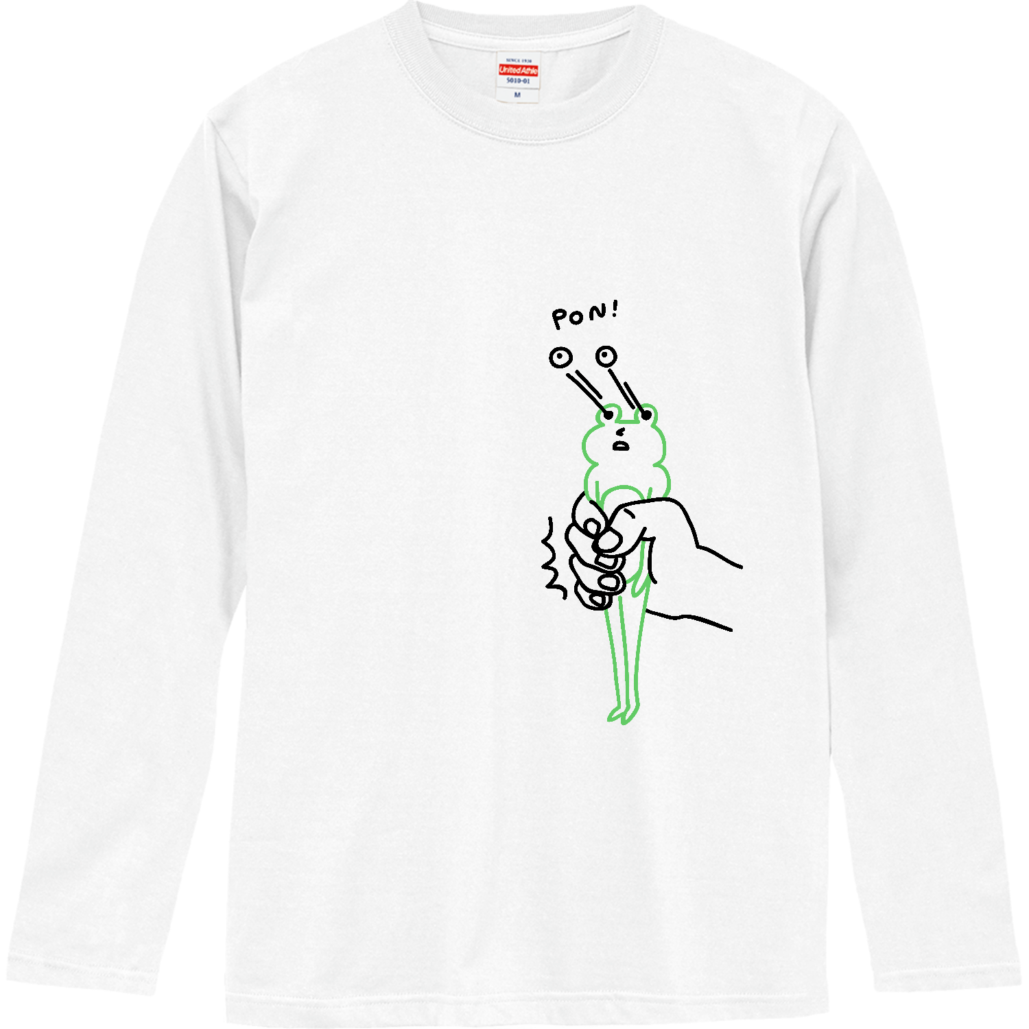 目が飛び出すカエル ロングスリーブTシャツ